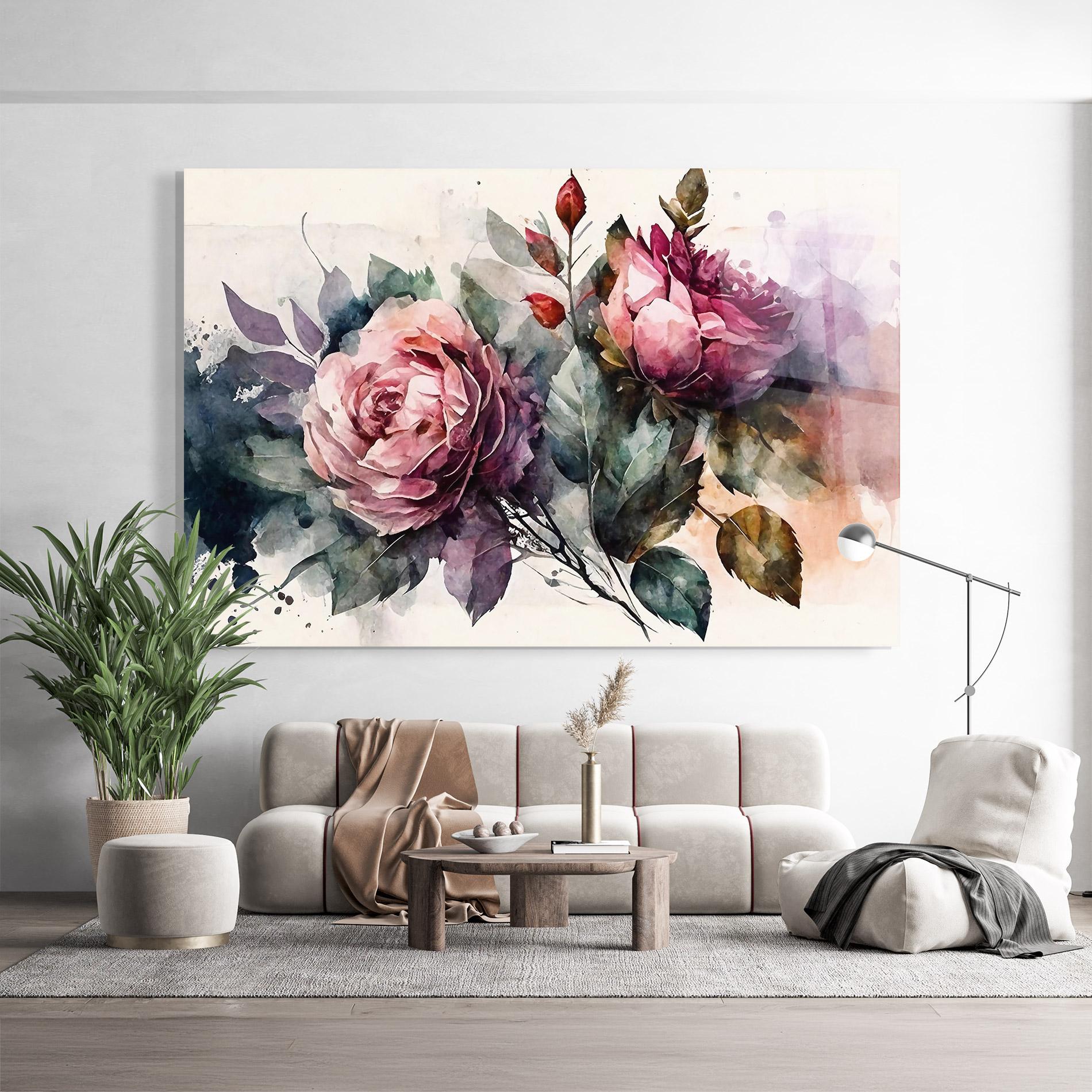 Tablou Sticla Roses Bouquet Art mockup 9