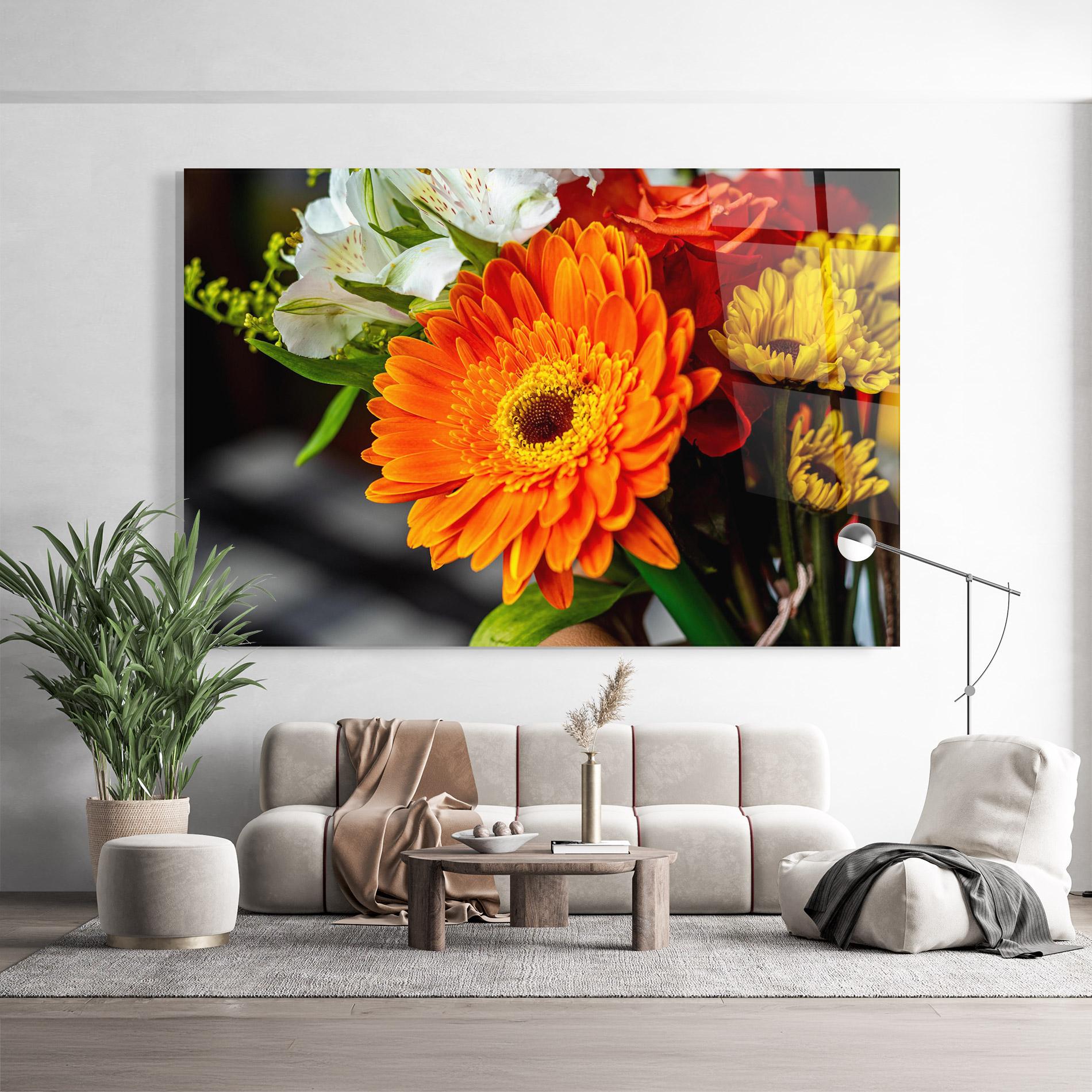 Tablou Sticla Strong Orange Bouquet mockup 9