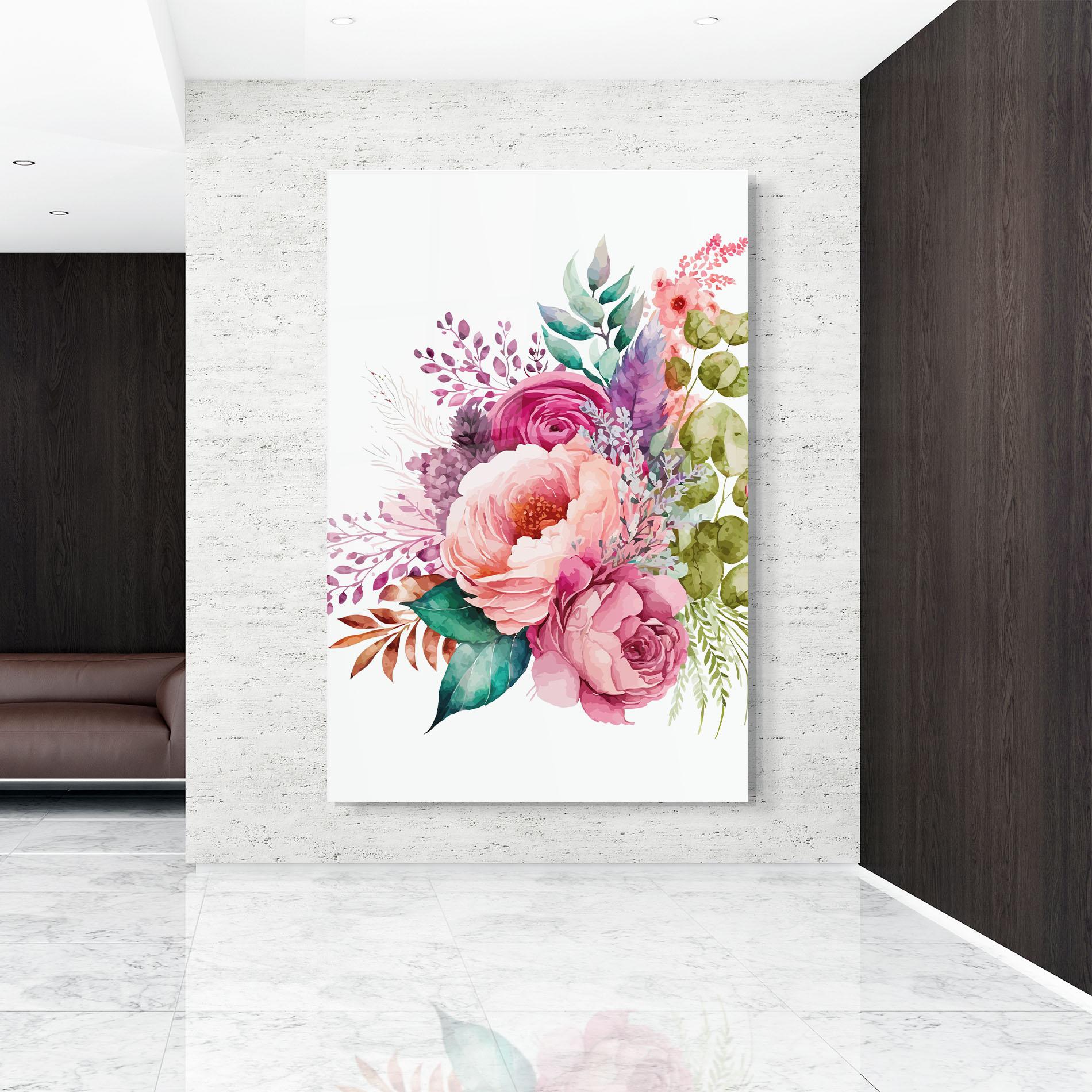 Tablou Sticla Bouquet Of Pink Roses mockup 9