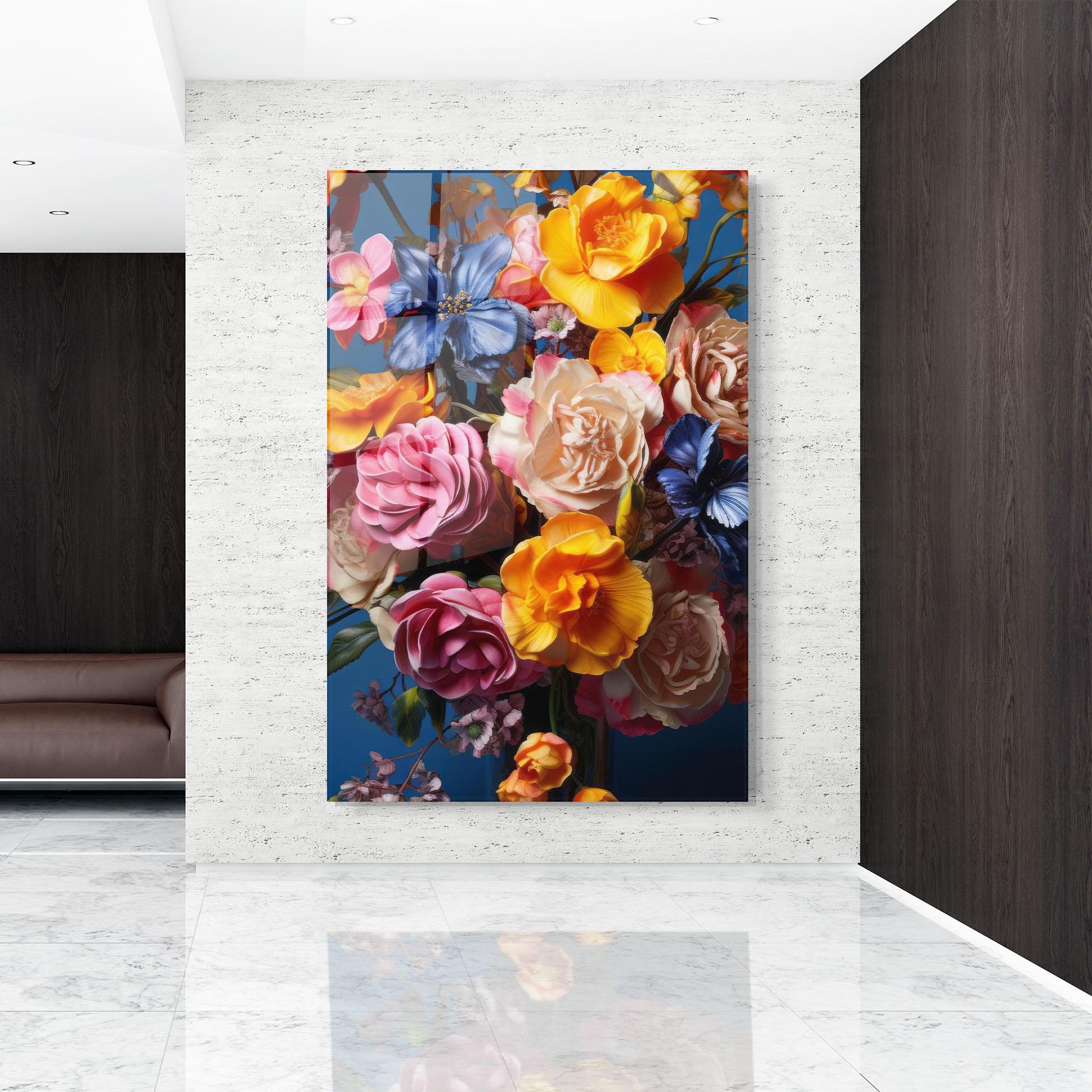 Tablou Sticla Colorful Flower Bouquet mockup 9