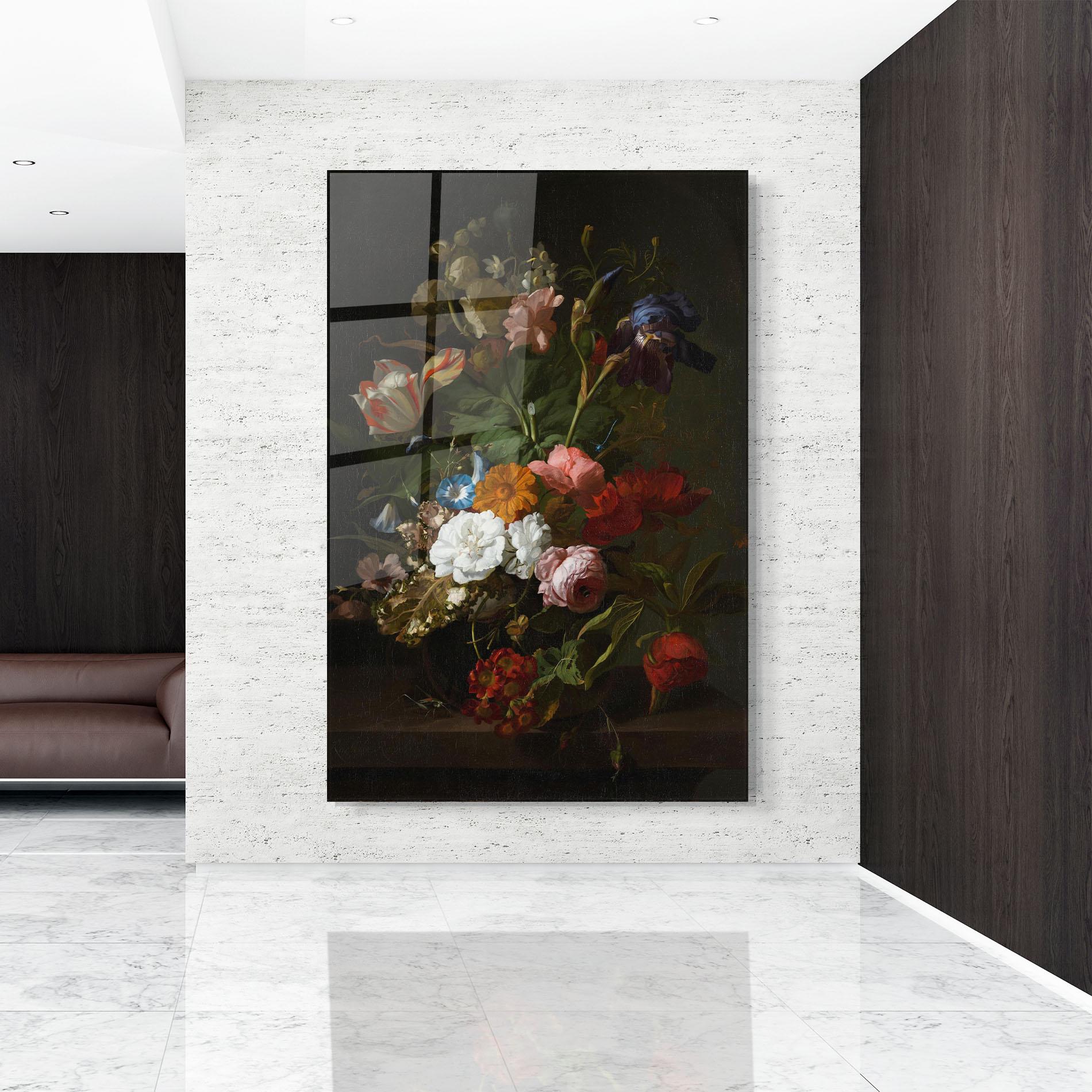 Tablou Sticla Dark Flowers Bouquet mockup 9