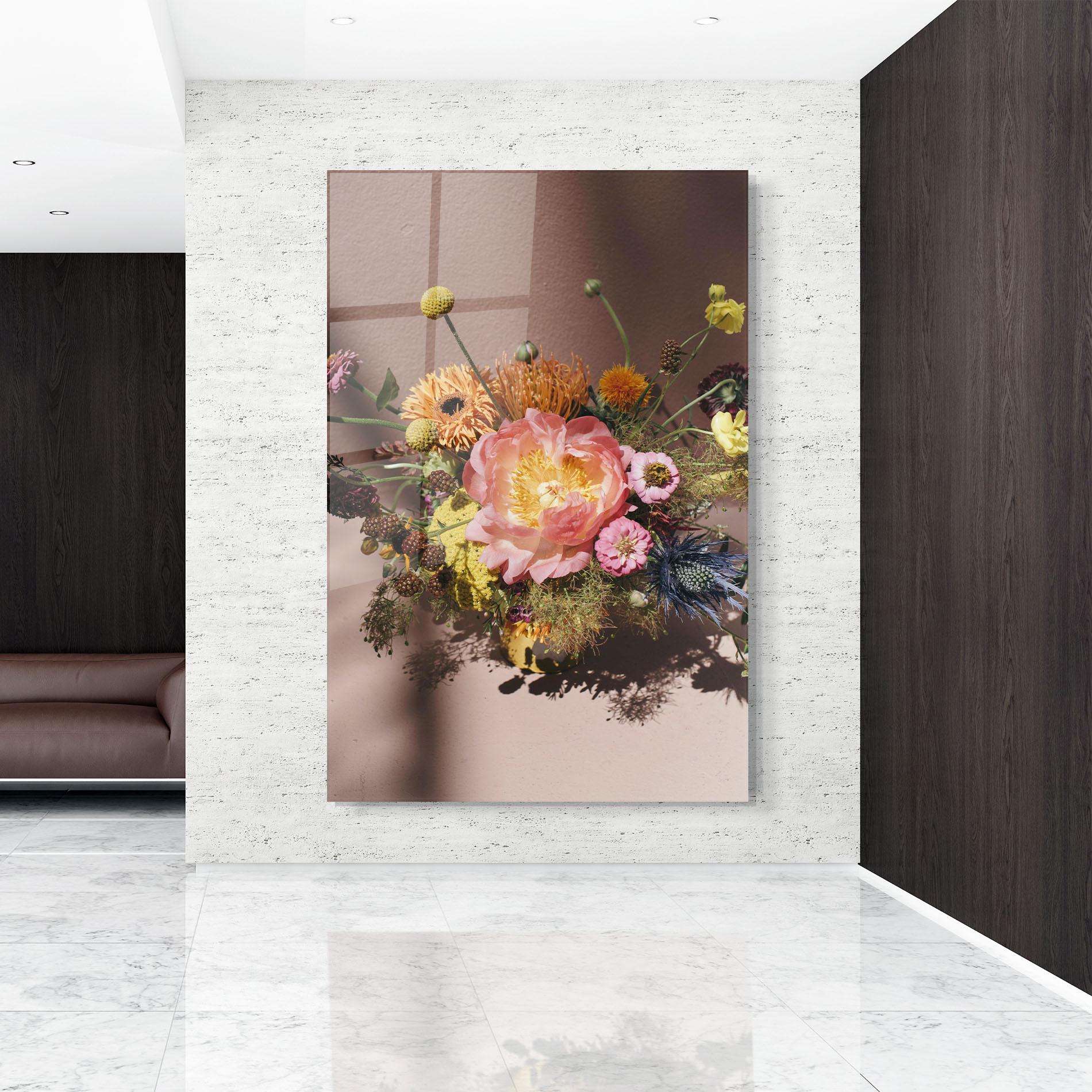 Tablou Sticla Pastel Orange Bouquet mockup 9