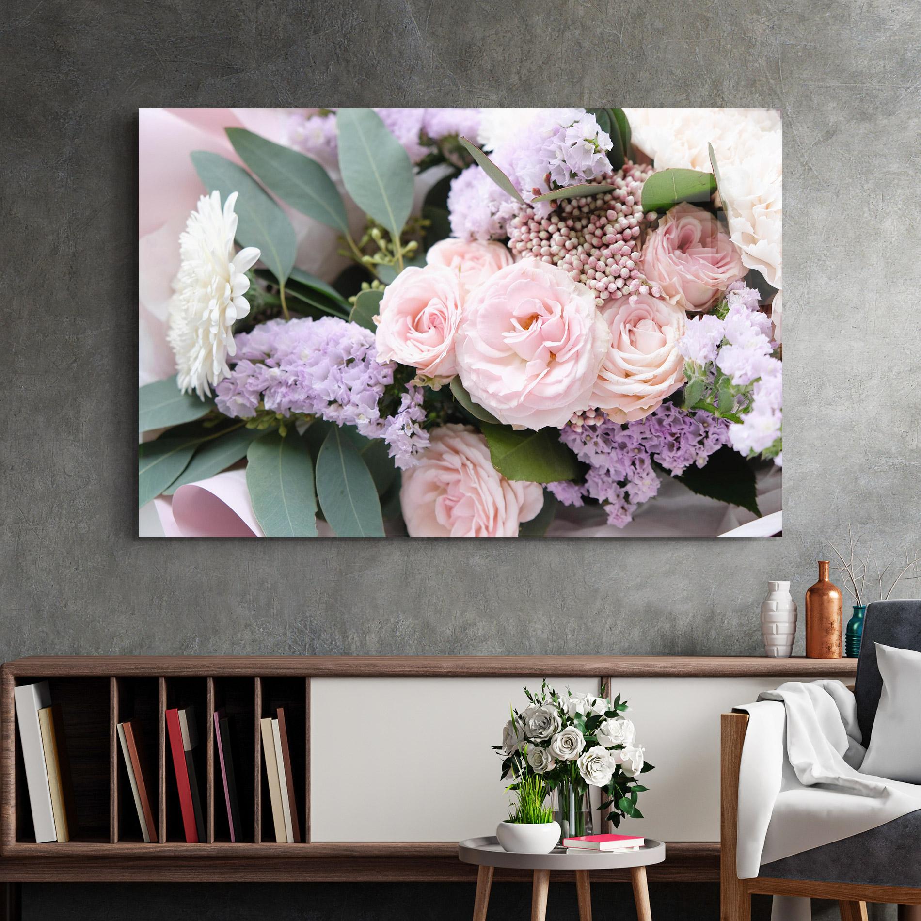 Tablou Sticla Beautiful Pink Roses mockup 2