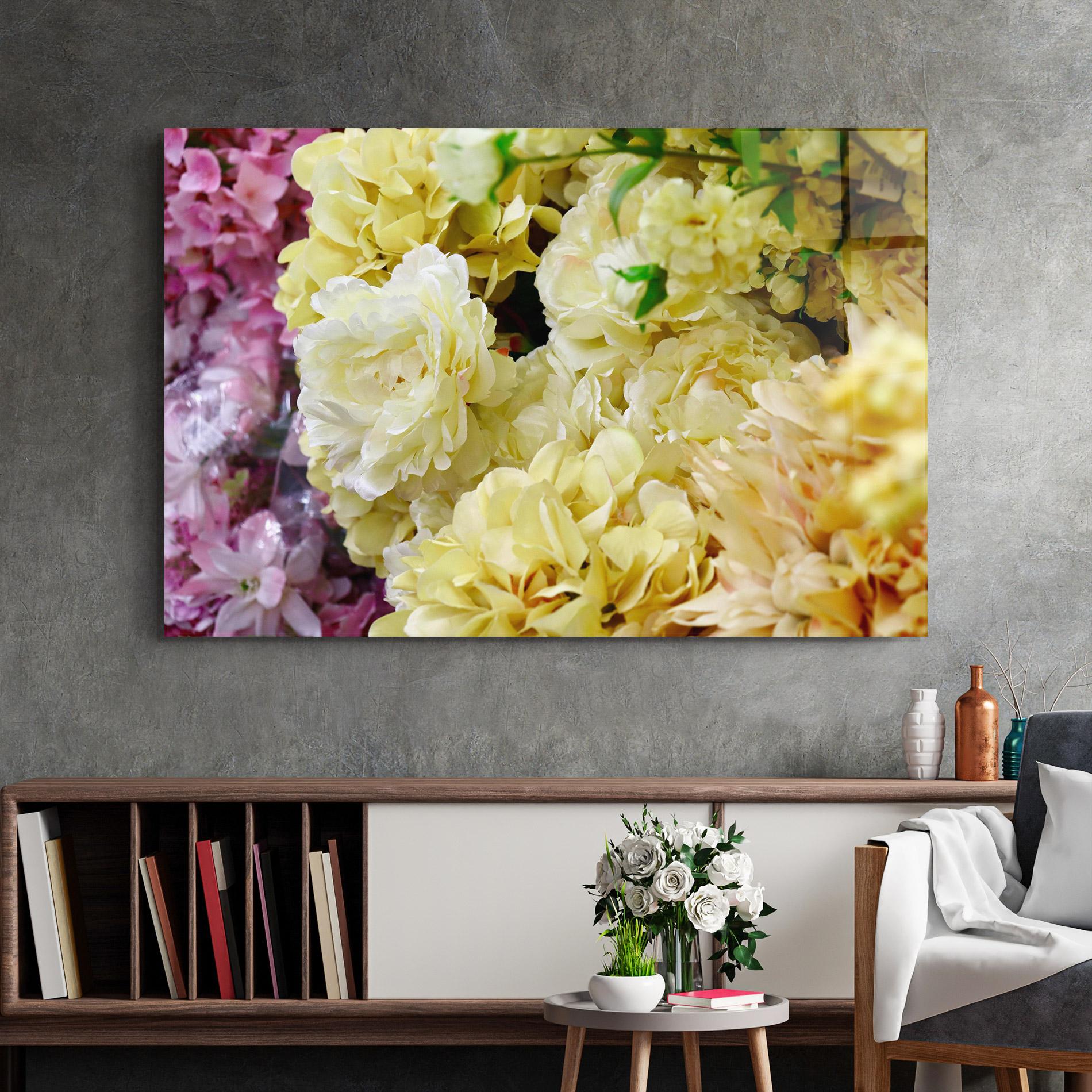 Tablou Sticla Beautiful Yellow Pastel mockup 2