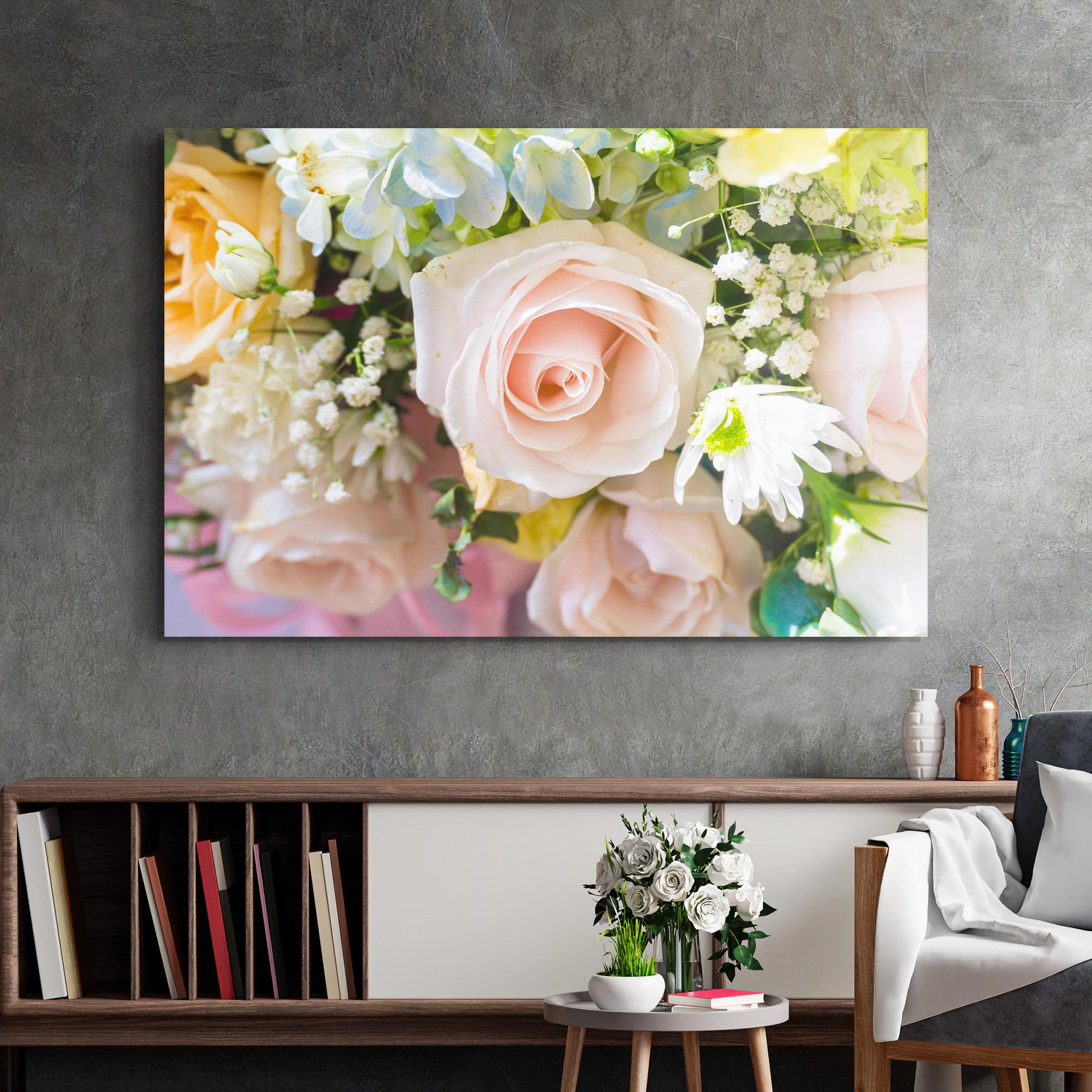 Tablou Sticla Light Pink Bouquet mockup 2