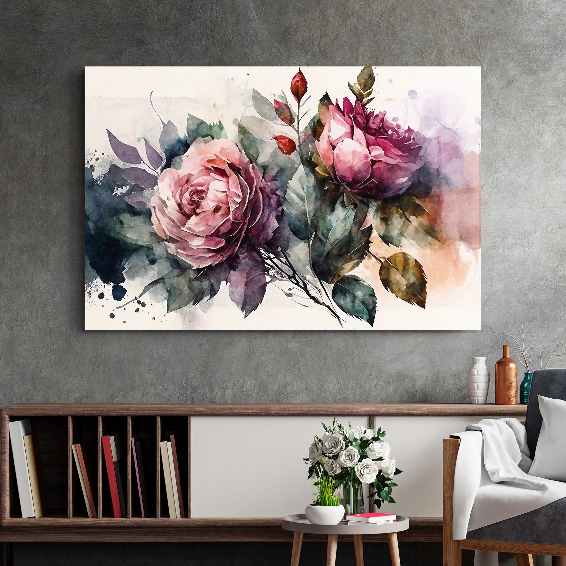 Tablou Sticla Roses Bouquet Art mockup 2