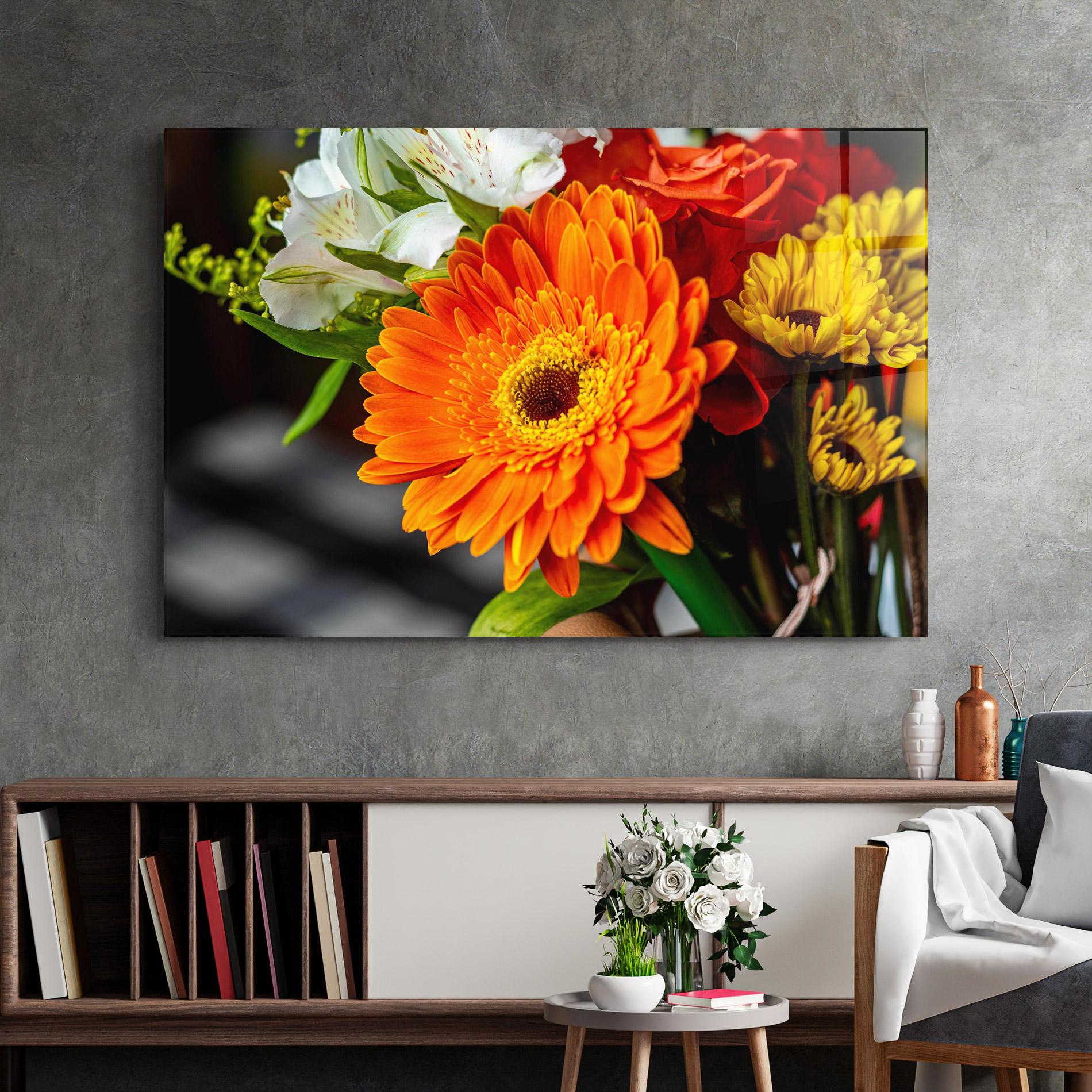 Tablou Sticla Strong Orange Bouquet mockup 2