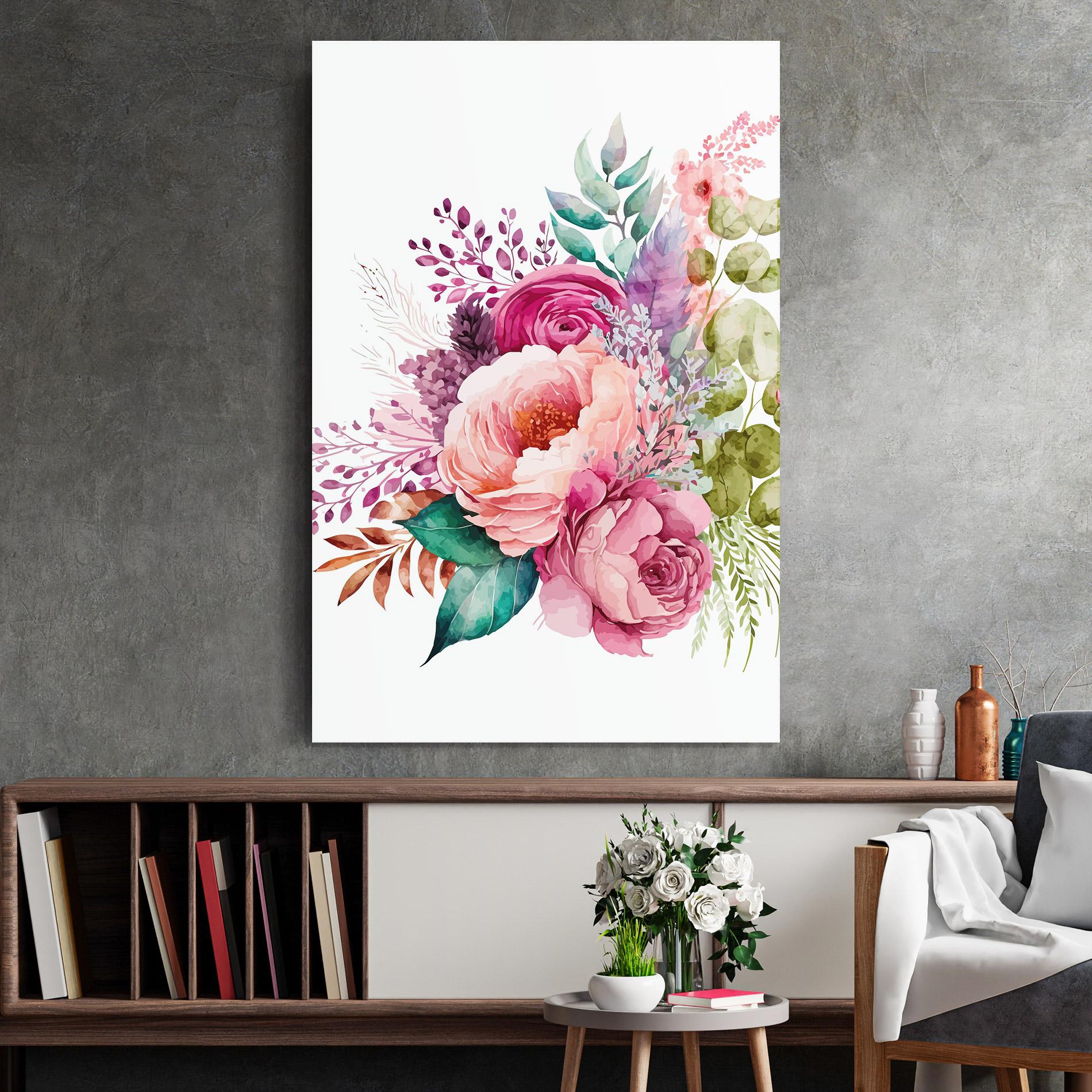 Tablou Sticla Bouquet Of Pink Roses mockup 2