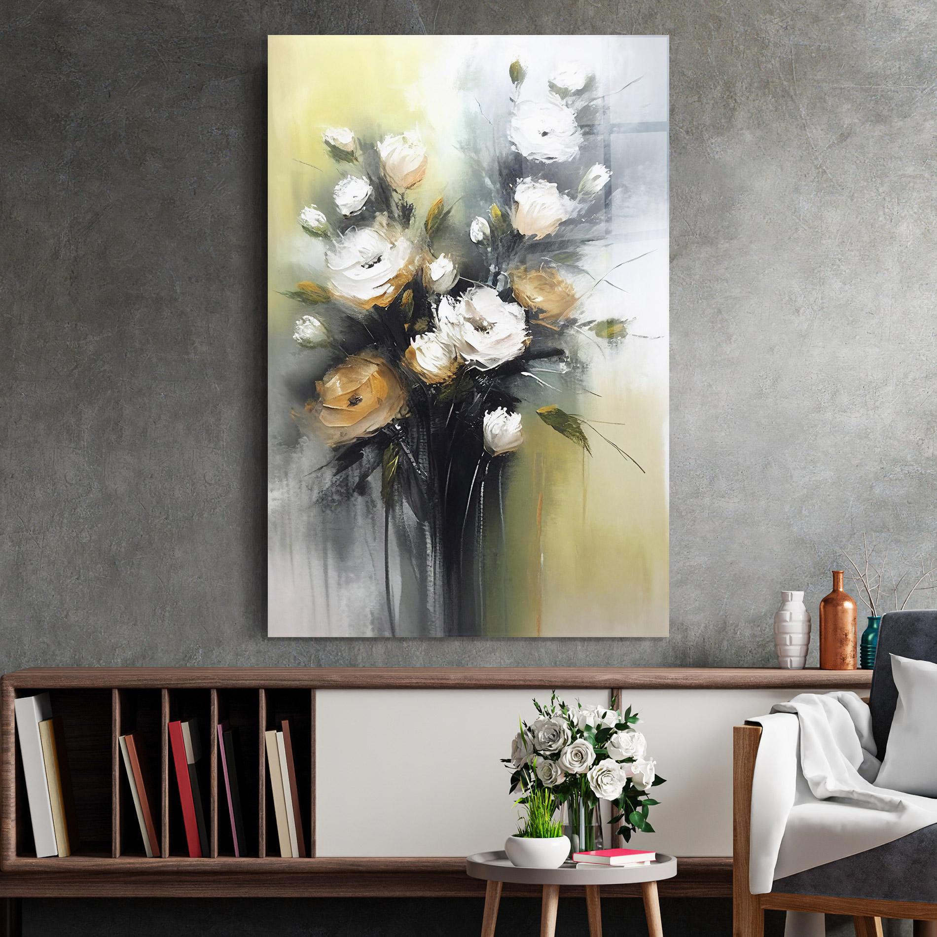 Tablou Sticla Bouquet Painting mockup 2