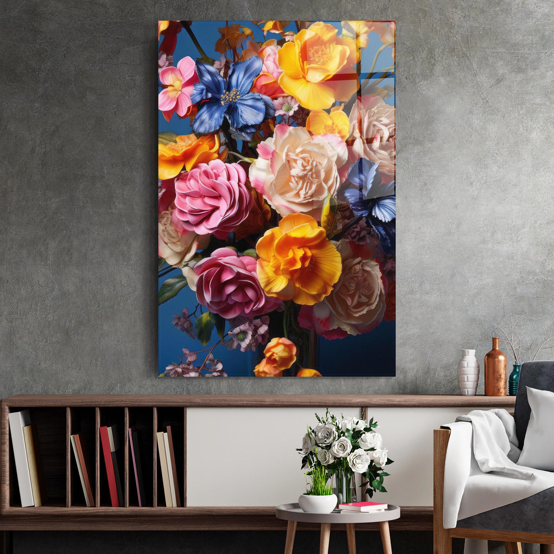 Tablou Sticla Colorful Flower Bouquet mockup 2