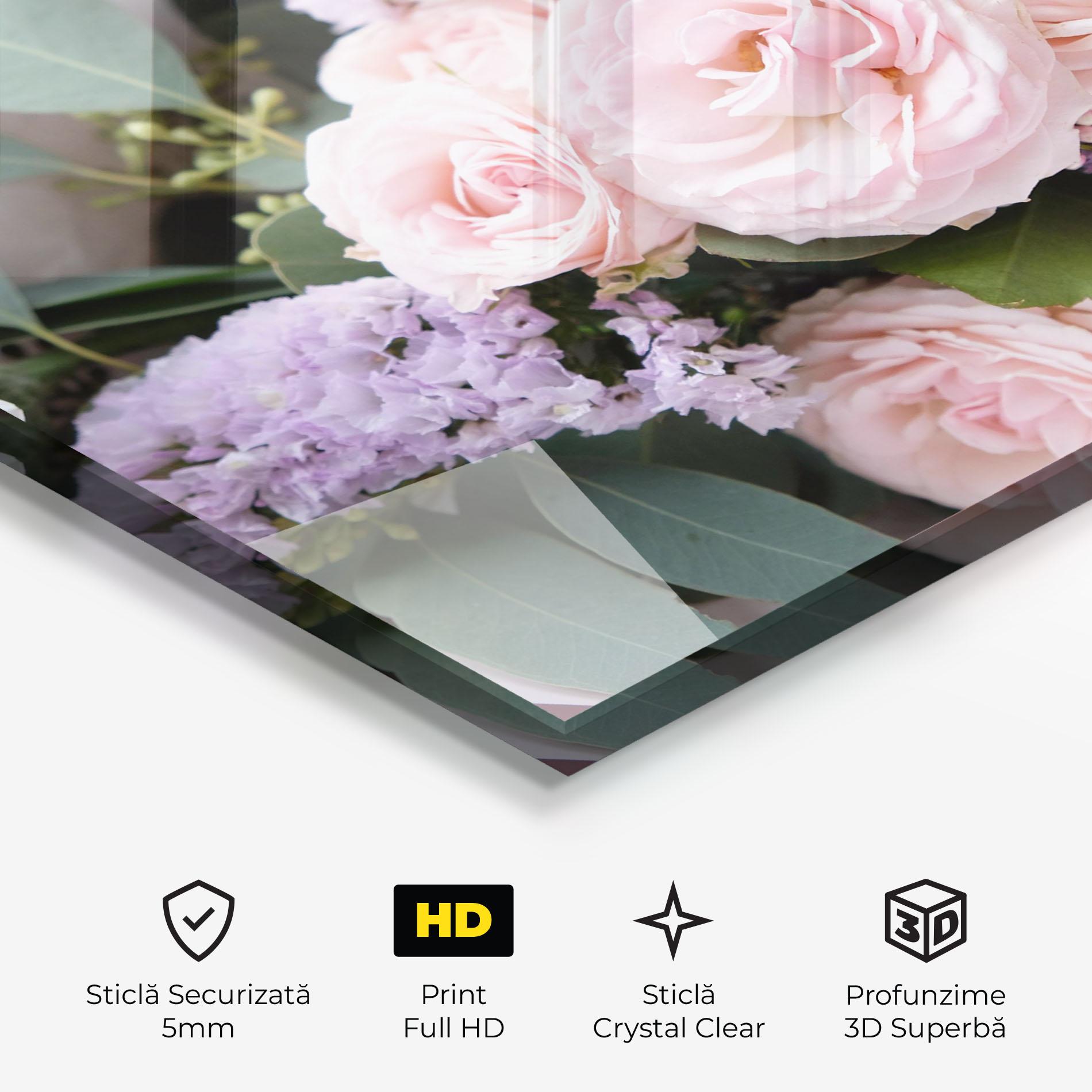 Tablou Sticla Beautiful Pink Roses mockup 3