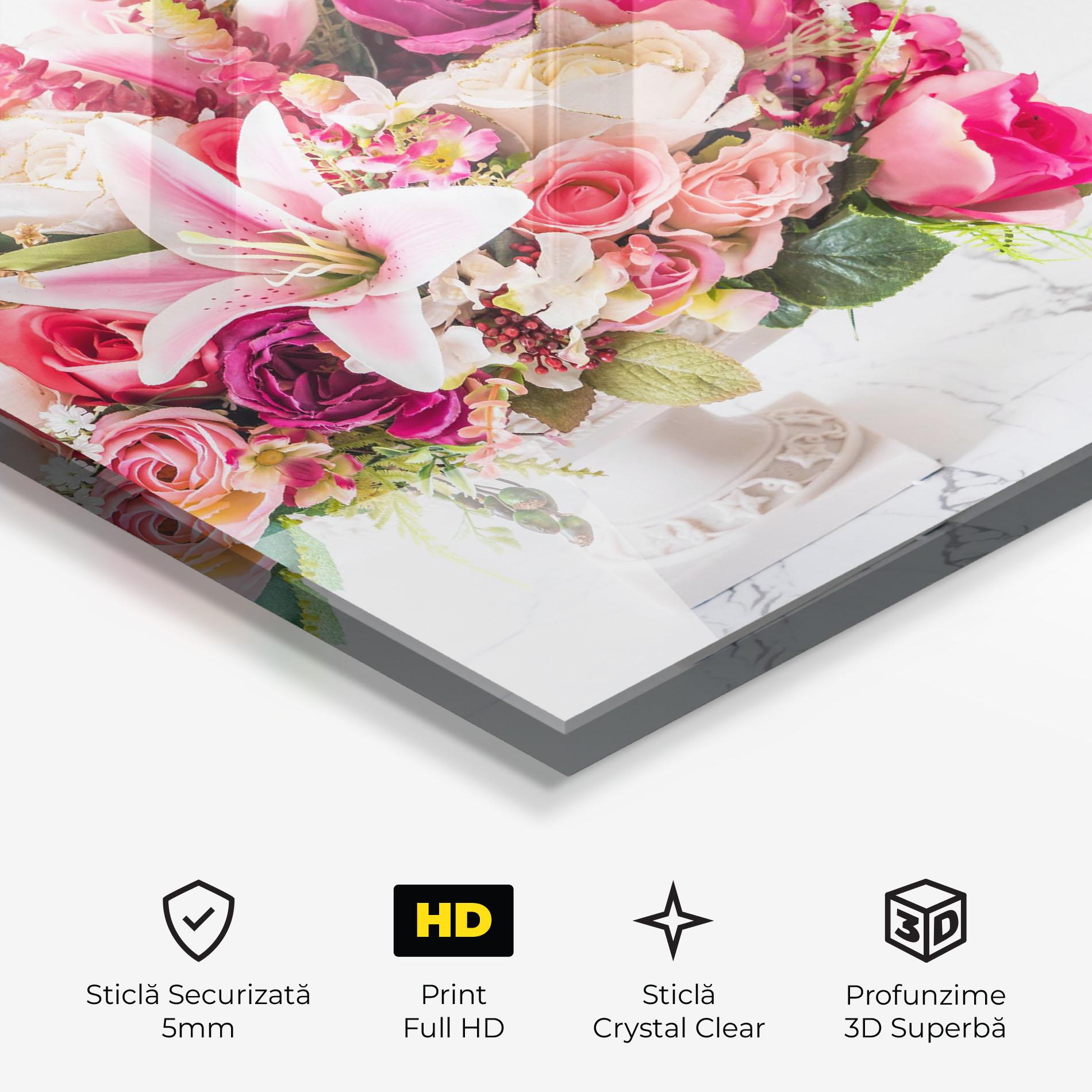 Tablou Sticla Bouquet Flowers Vase mockup 3
