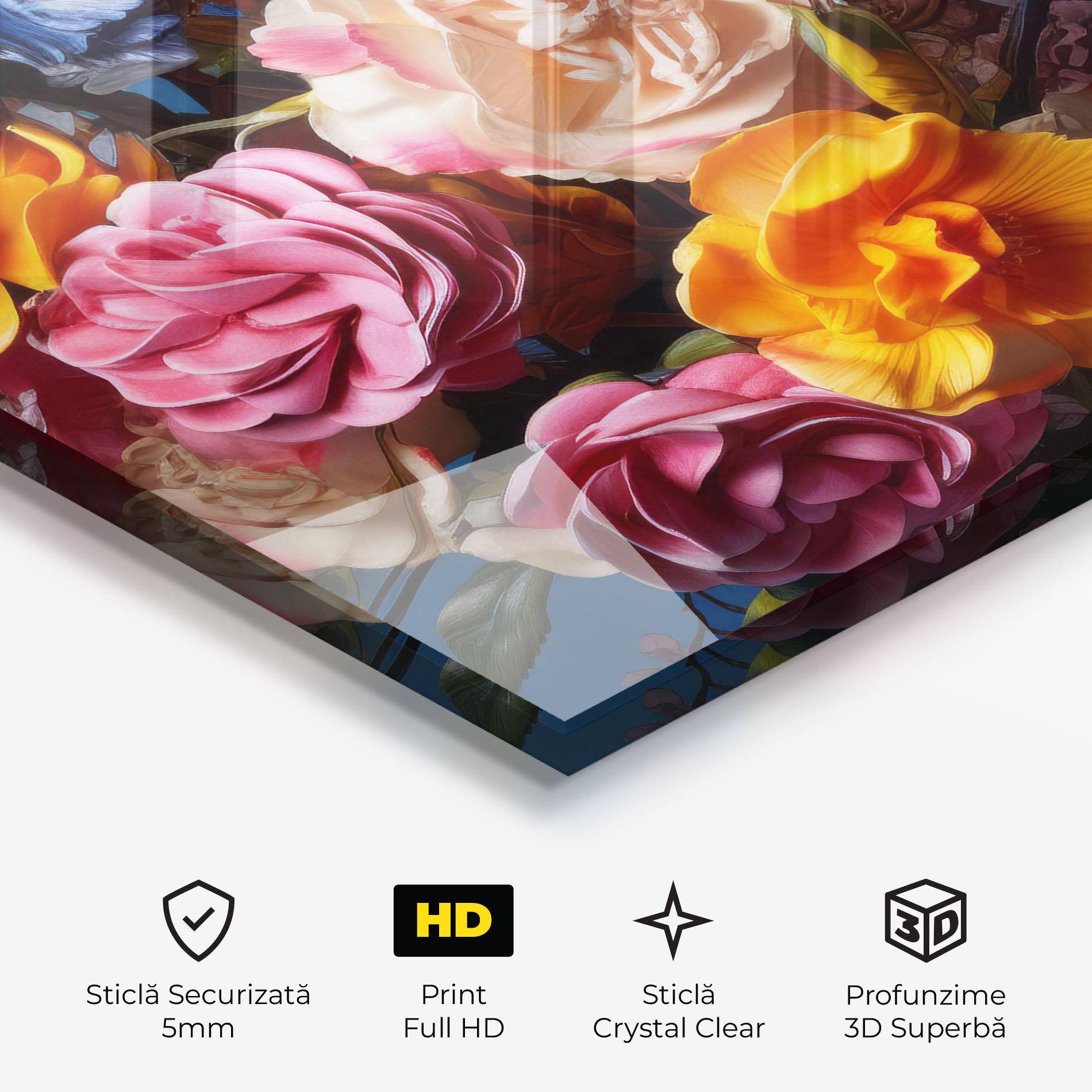 Tablou Sticla Colorful Flower Bouquet mockup 3