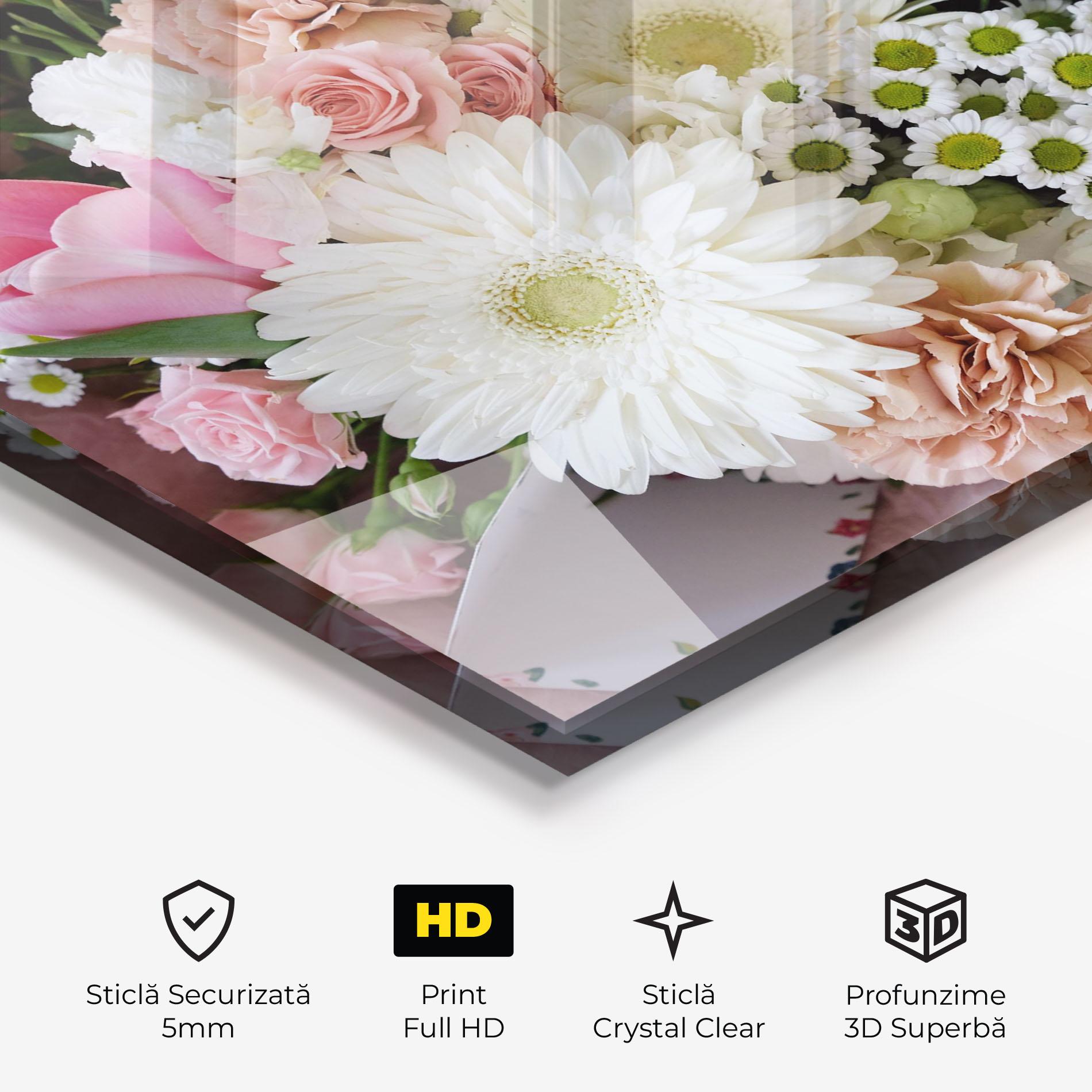 Tablou Sticla Flower Mix Bouquet mockup 3