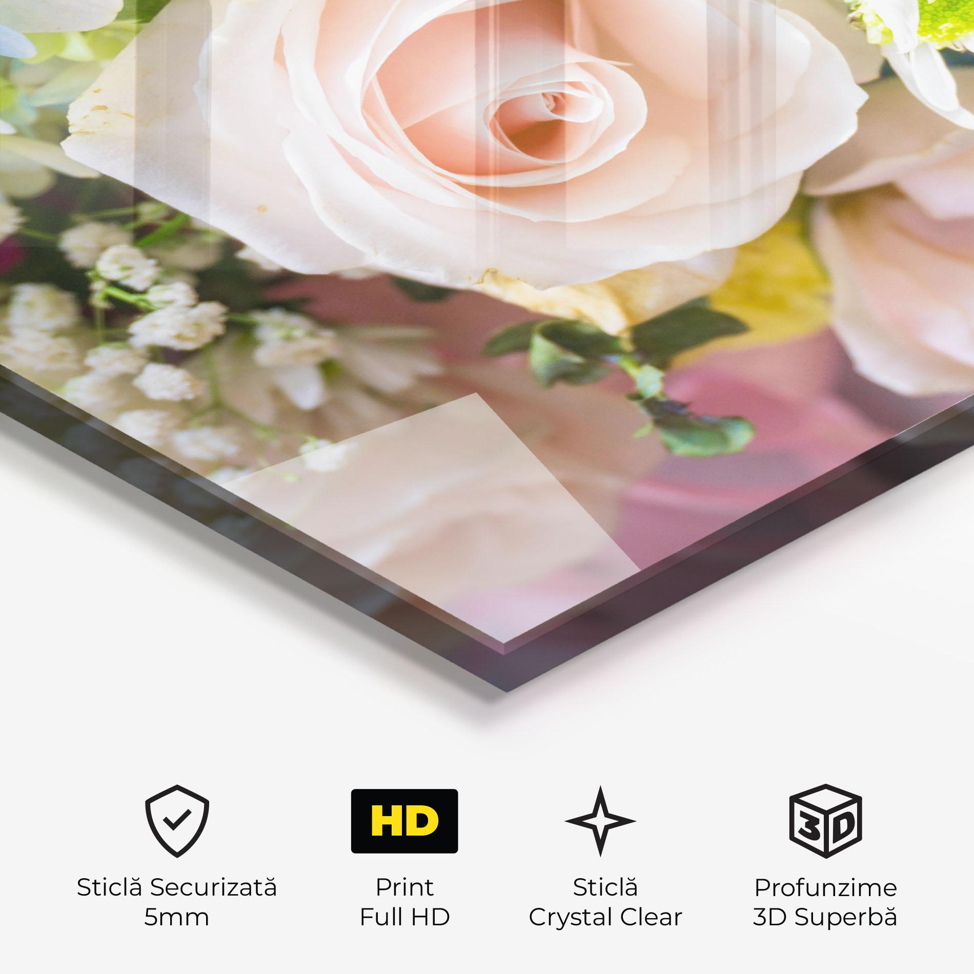 Tablou Sticla Light Pink Bouquet mockup 3