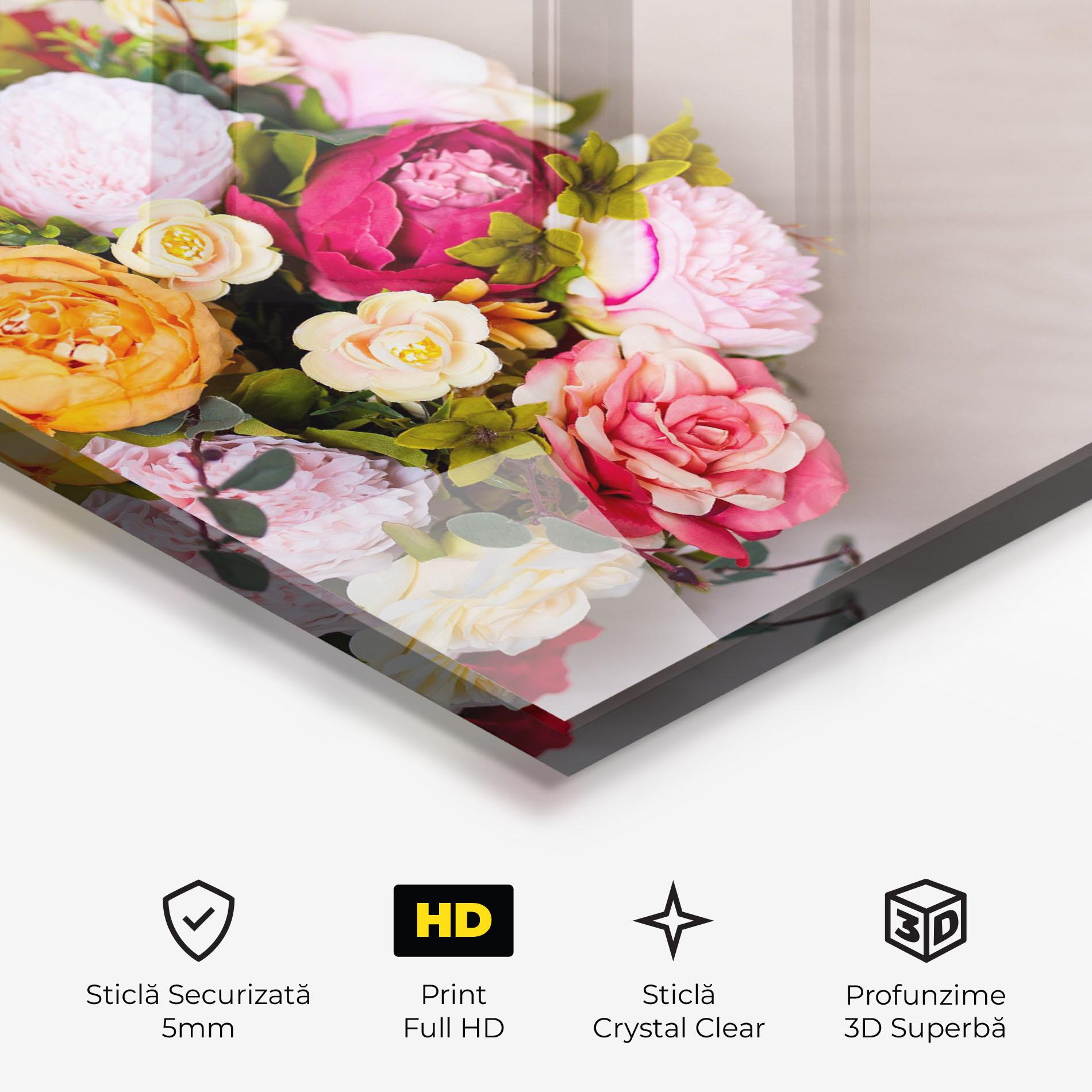 Tablou Sticla Orange Purple Bouquet mockup 3