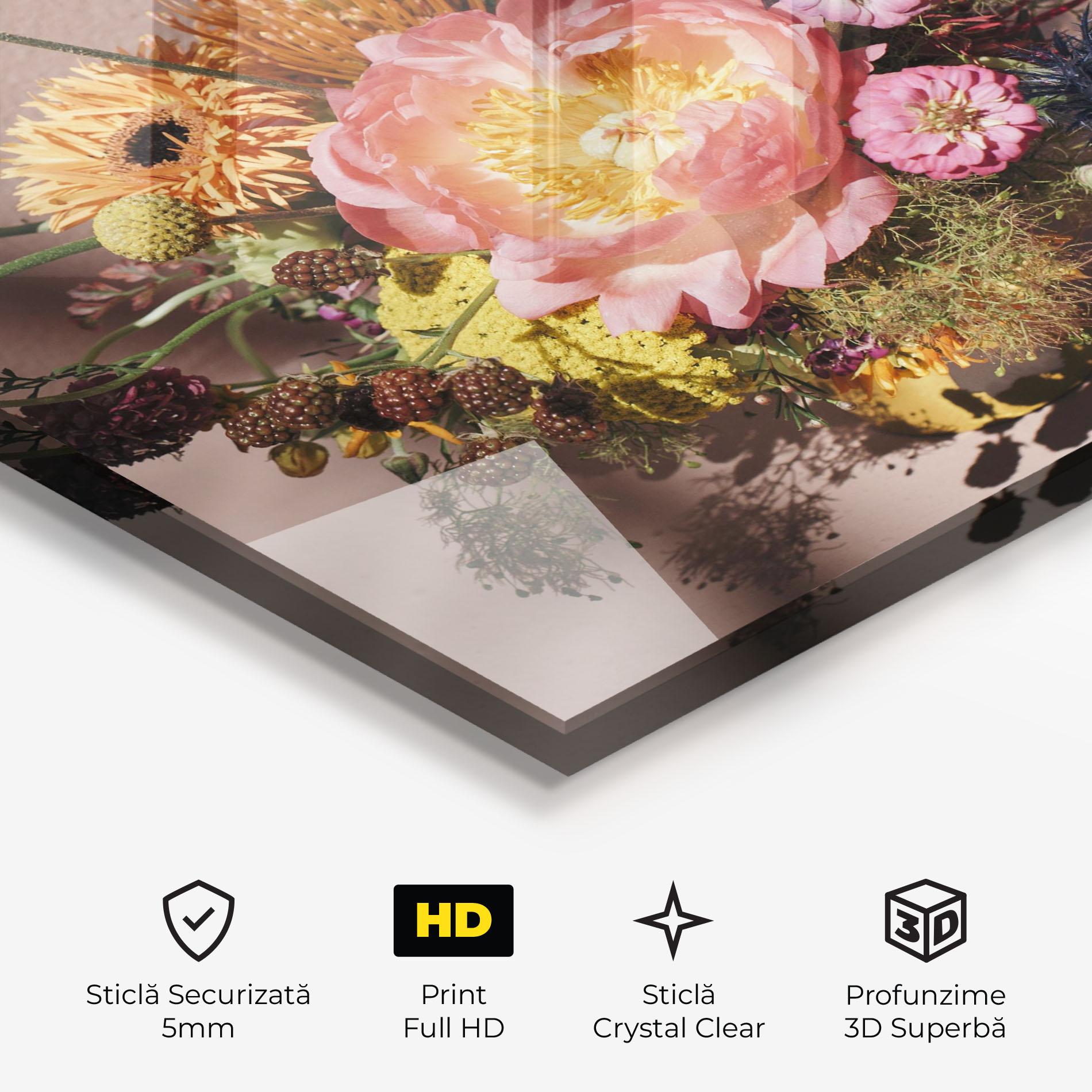 Tablou Sticla Pastel Orange Bouquet mockup 3