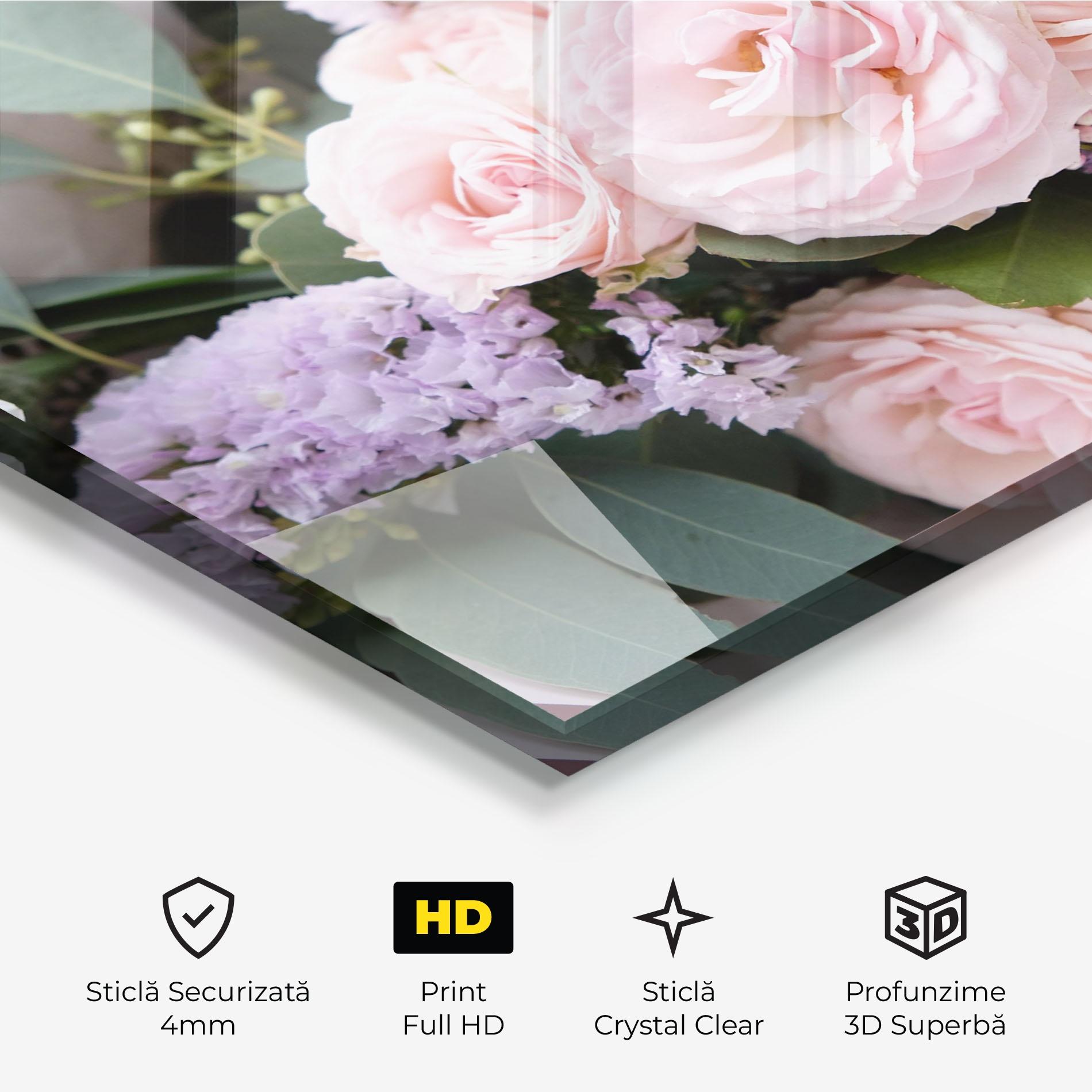 Tablou Sticla Beautiful Pink Roses mockup 3