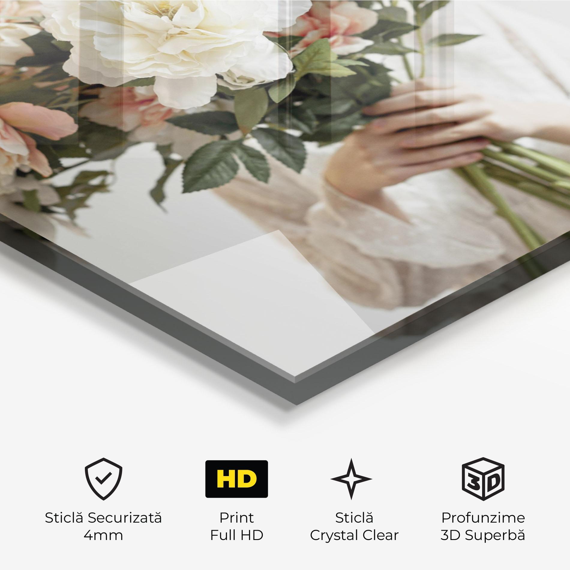 Tablou Sticla Bouquet Holding mockup 3