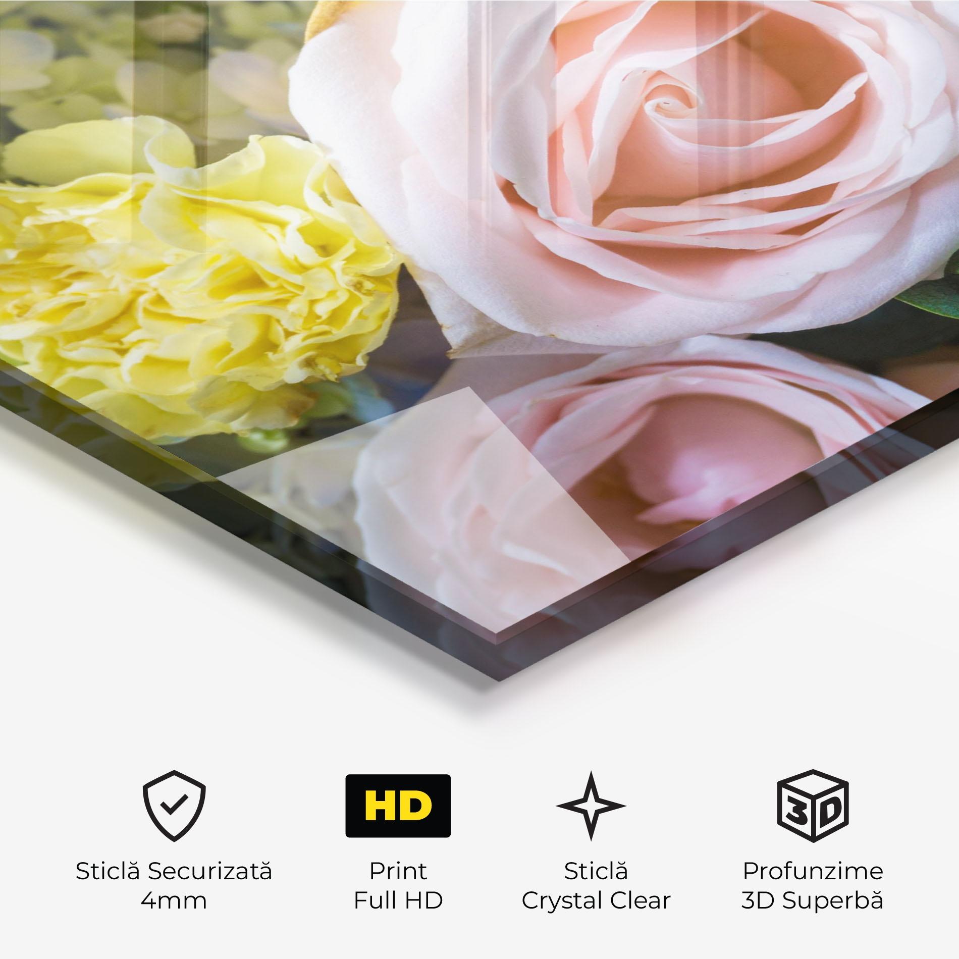 Tablou Sticla Bouquet Light Pink mockup 3