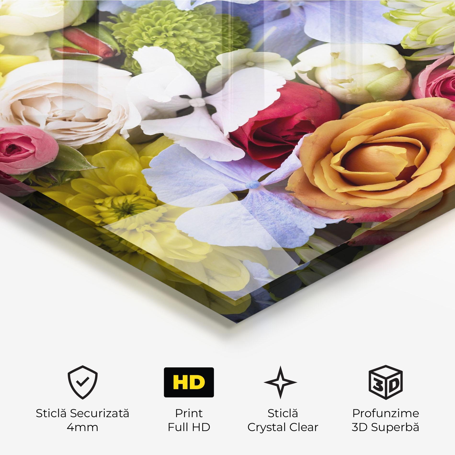 Tablou Sticla Color Mix Flower Bouquet mockup 3