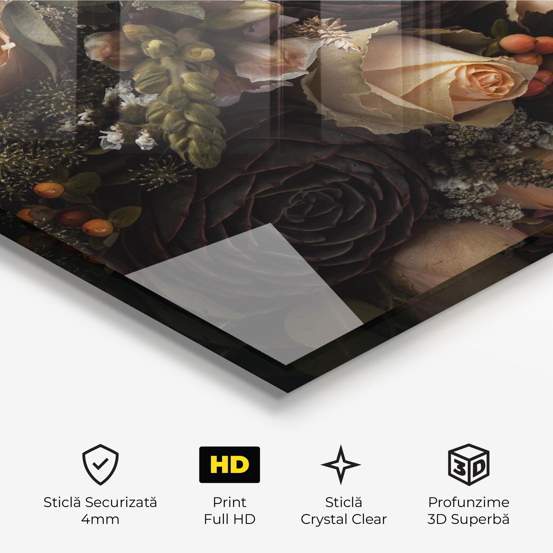 Tablou Sticla Luxurious Black Bouquet mockup 3
