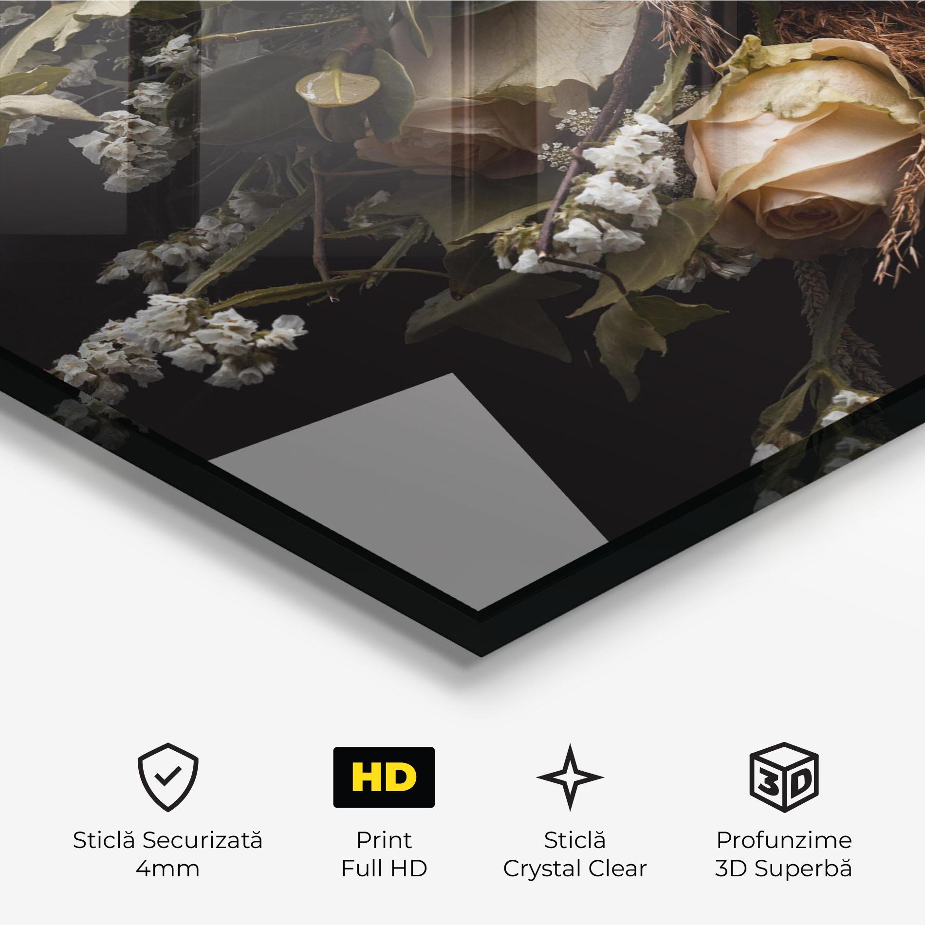 Tablou Sticla Luxurious Cream Bouquet mockup 3