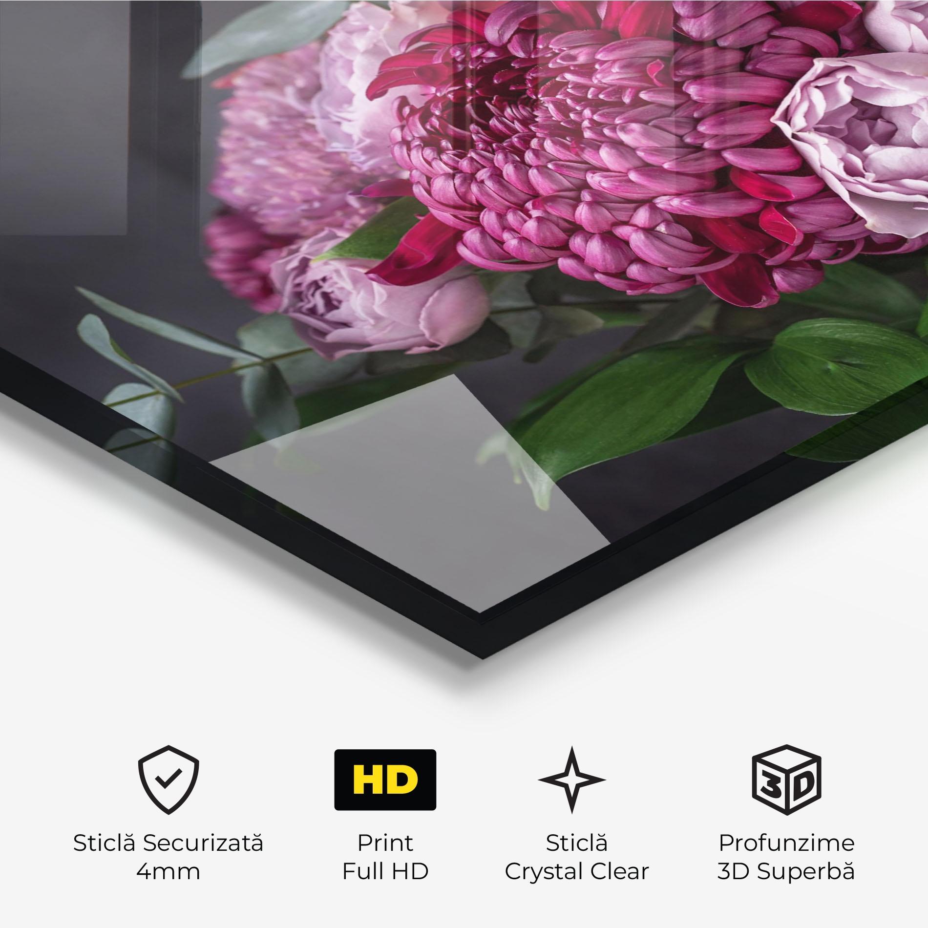 Tablou Sticla Mix Purple Bouquet mockup 3