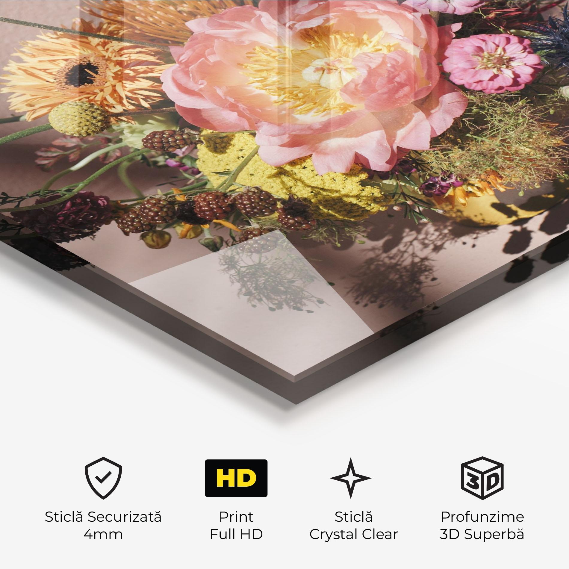 Tablou Sticla Pastel Orange Bouquet mockup 3