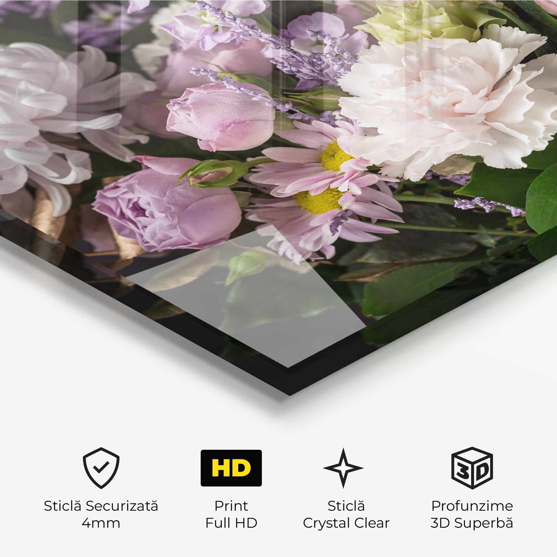 Tablou Sticla Pastel Purple Bouquet mockup 3
