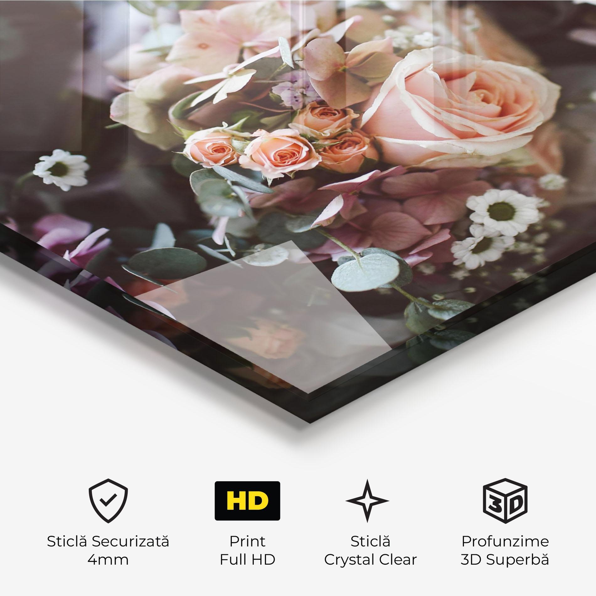 Tablou Sticla Pink Mix Bouquet mockup 3
