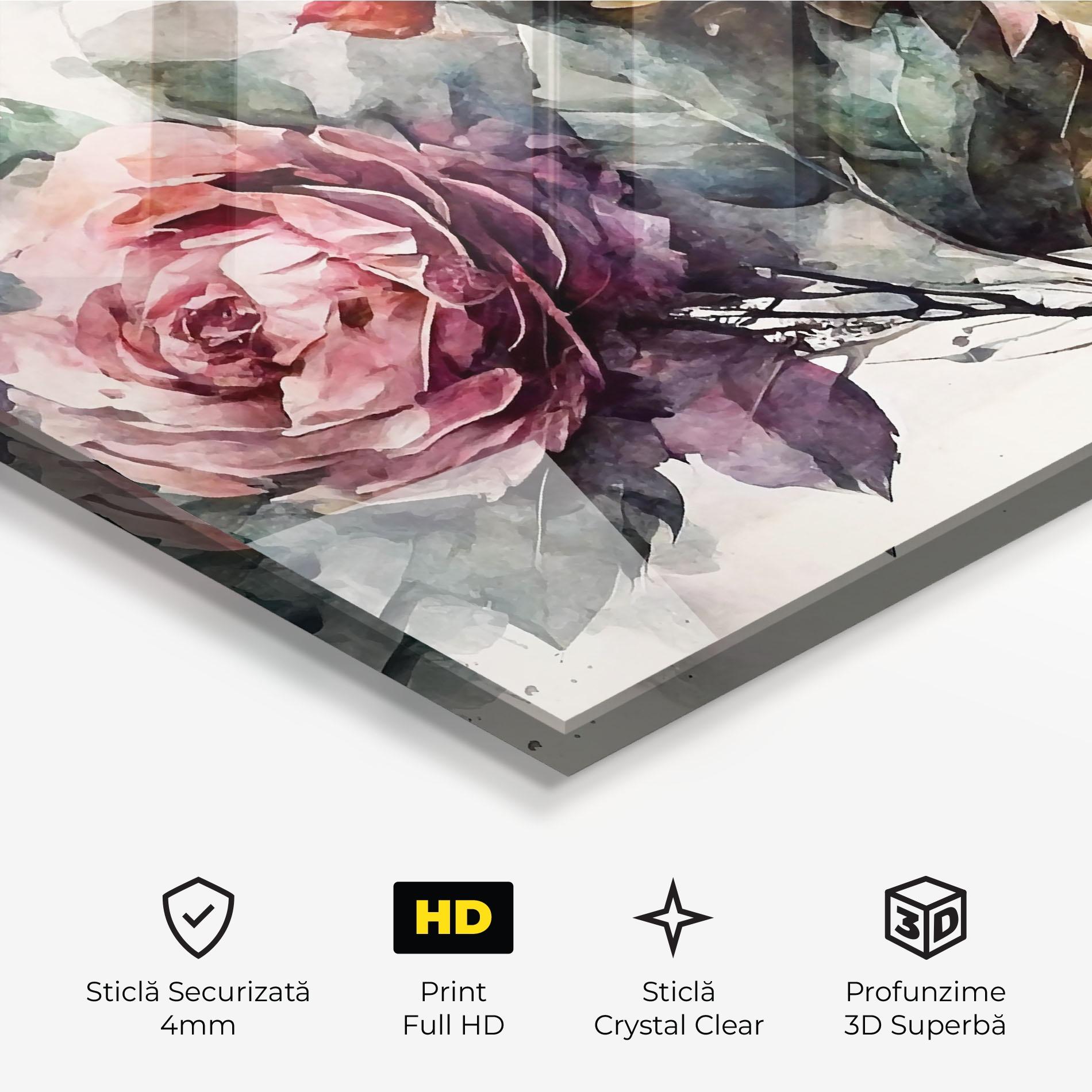 Tablou Sticla Roses Bouquet Art mockup 3