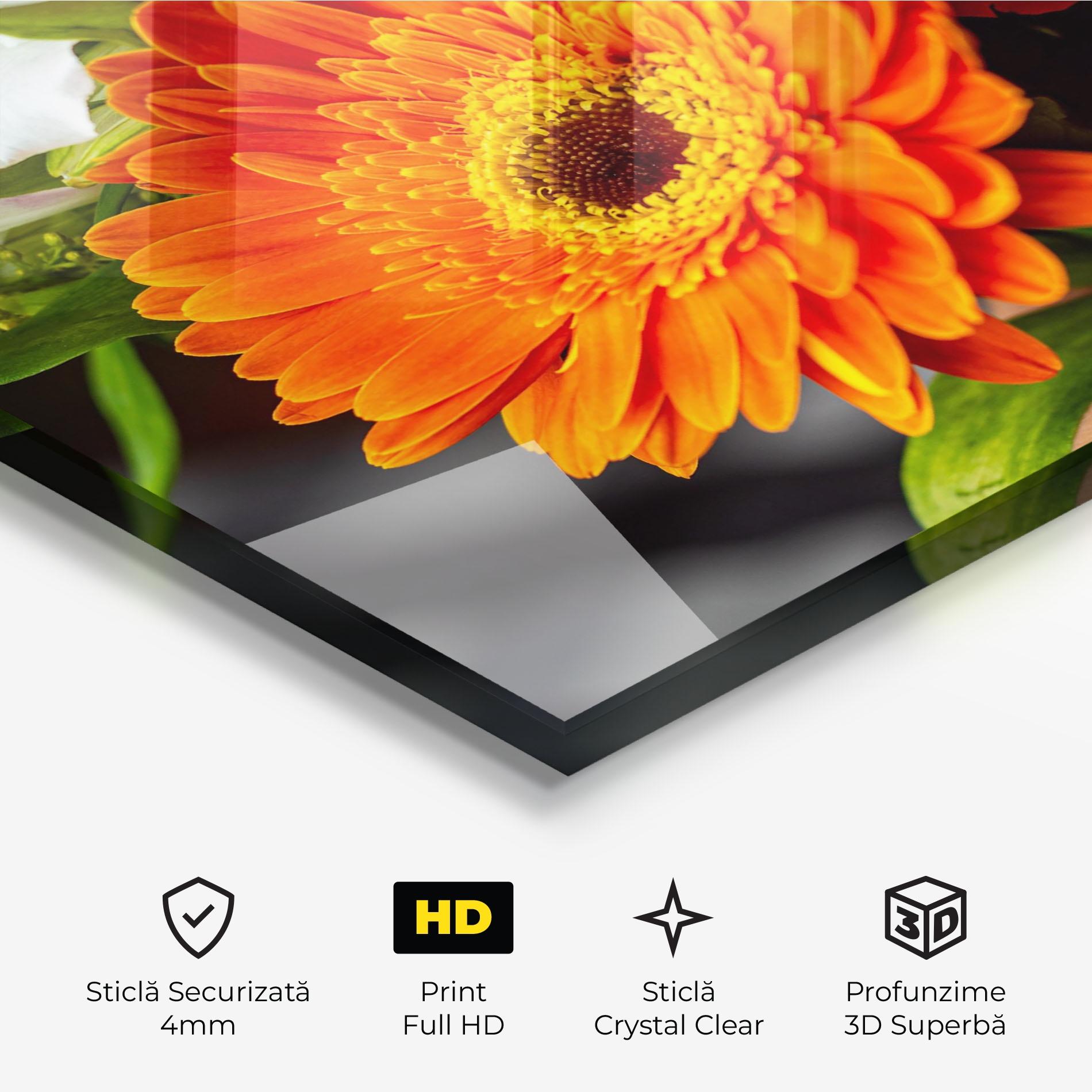 Tablou Sticla Strong Orange Bouquet mockup 3