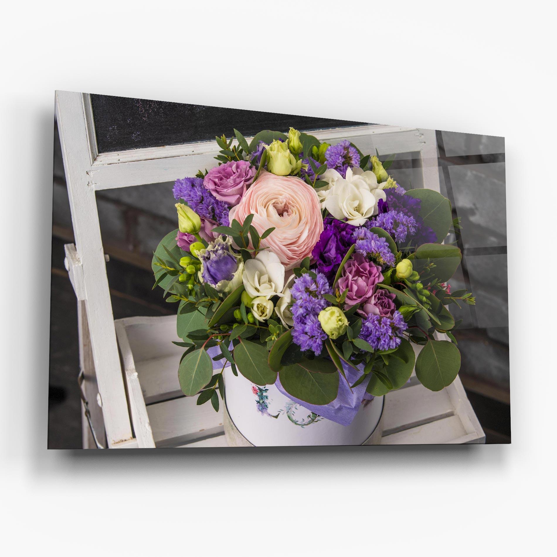 Tablou Sticla Big Pink Rose Bouquet mockup 6