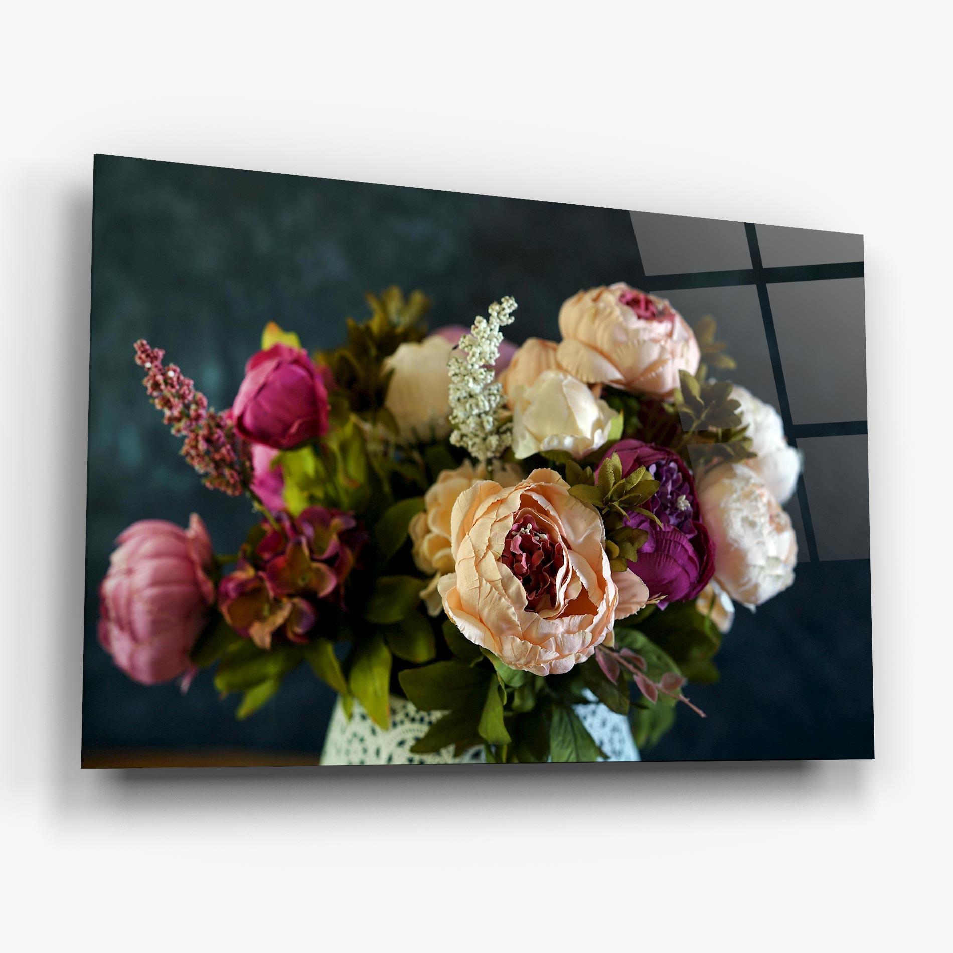 Tablou Sticla Cream Roses Bouquet mockup 6