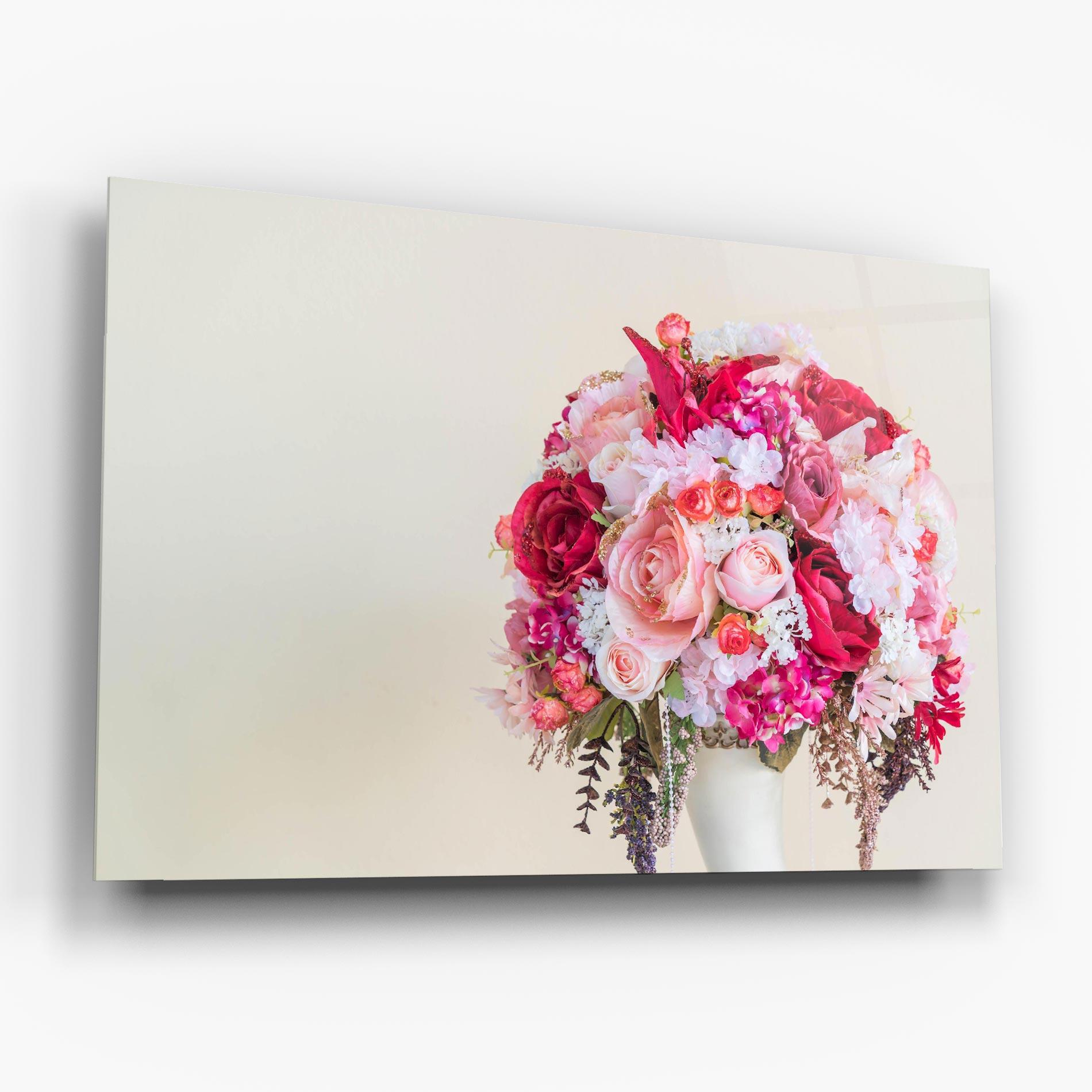 Tablou Sticla Mixed Pink Flowers mockup 6