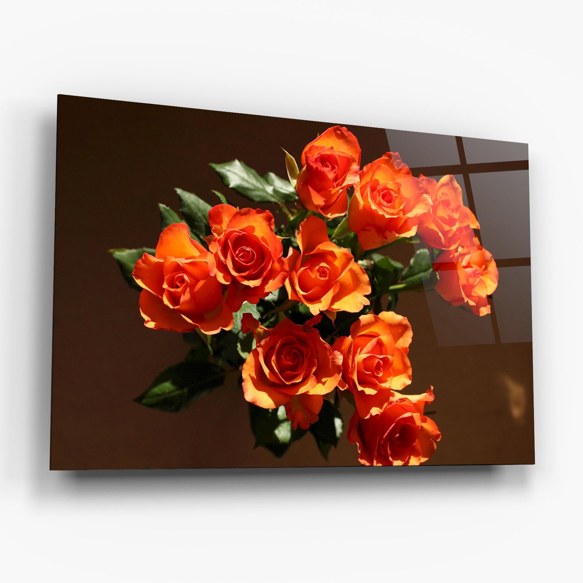 Tablou Sticla Orange Roses Bouquet mockup 6