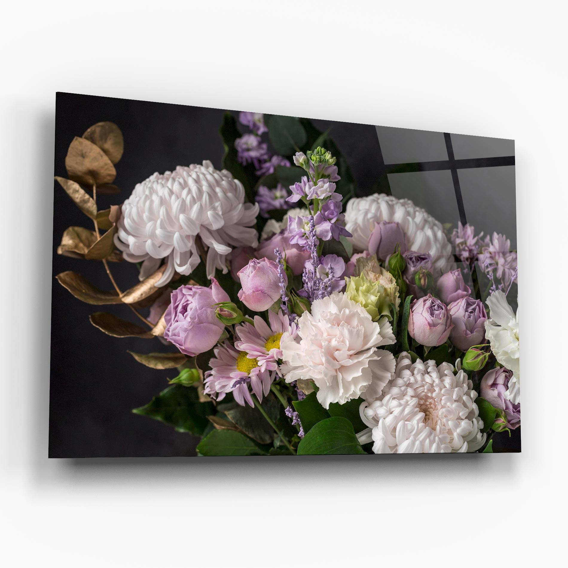 Tablou Sticla Pastel Purple Bouquet mockup 6