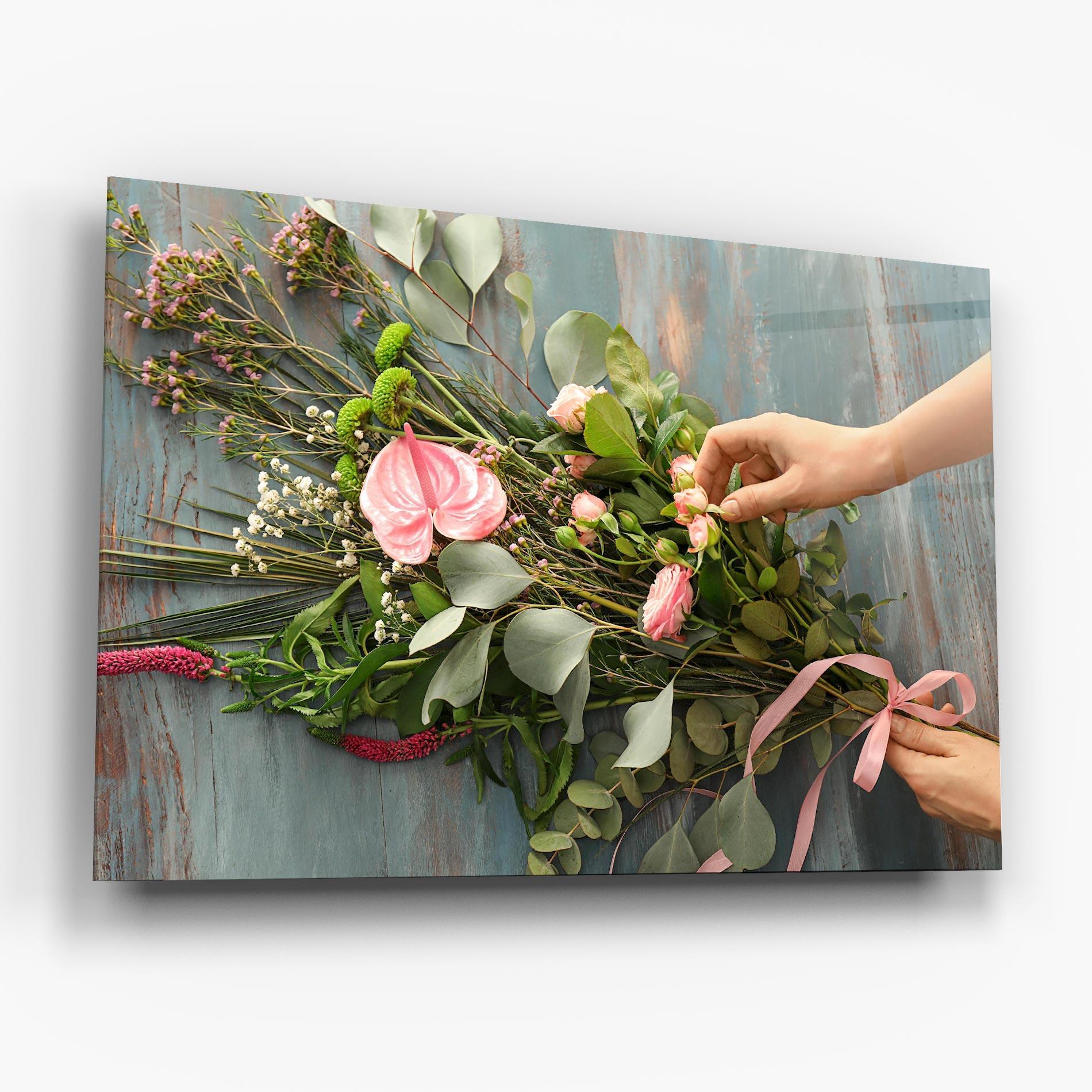 Tablou Sticla Preparing Bouquet mockup 6