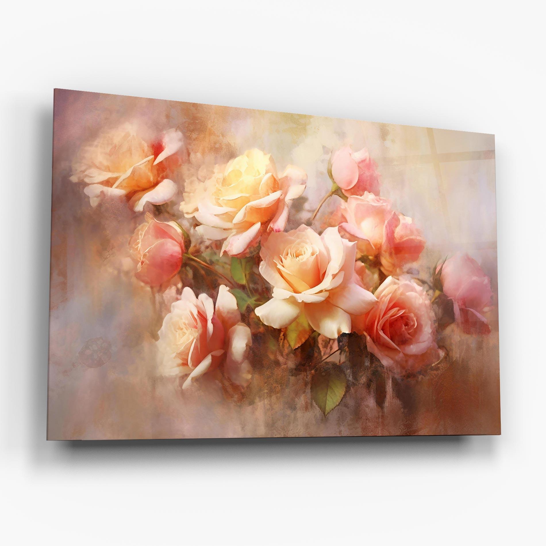 Tablou Sticla Roses Bouquet Painting mockup 6