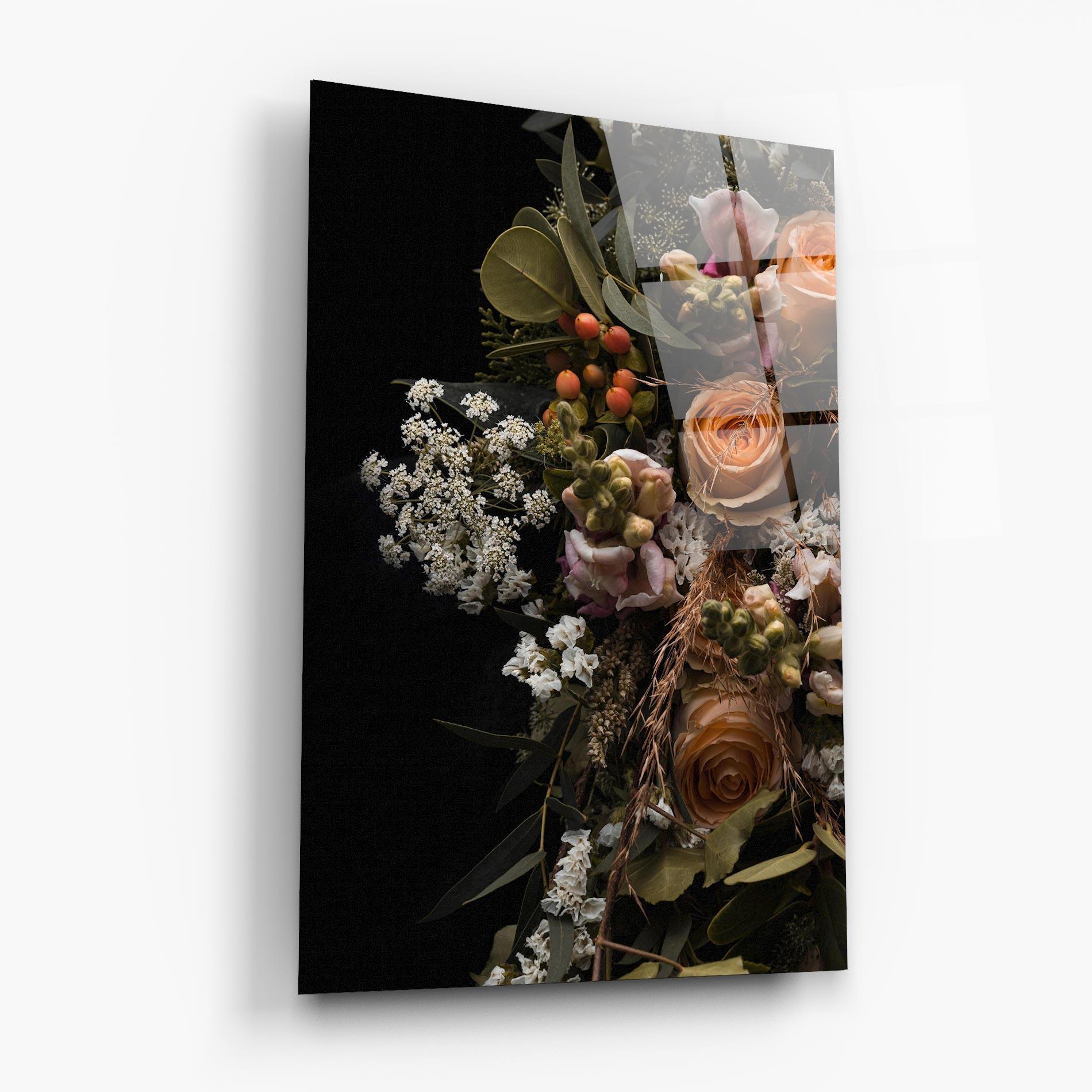Tablou Sticla Dark Flower Bouquet mockup 6