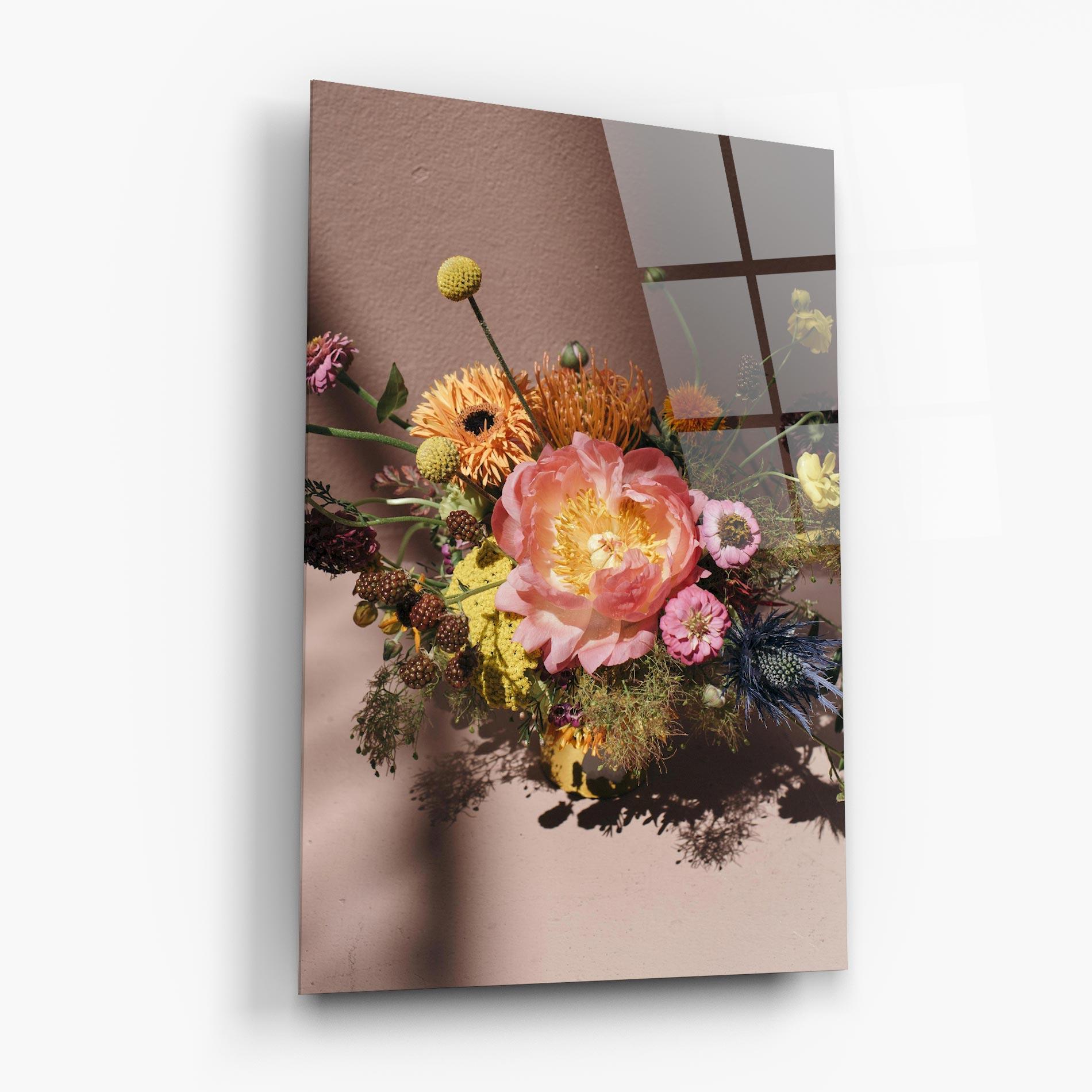 Tablou Sticla Pastel Orange Bouquet mockup 6