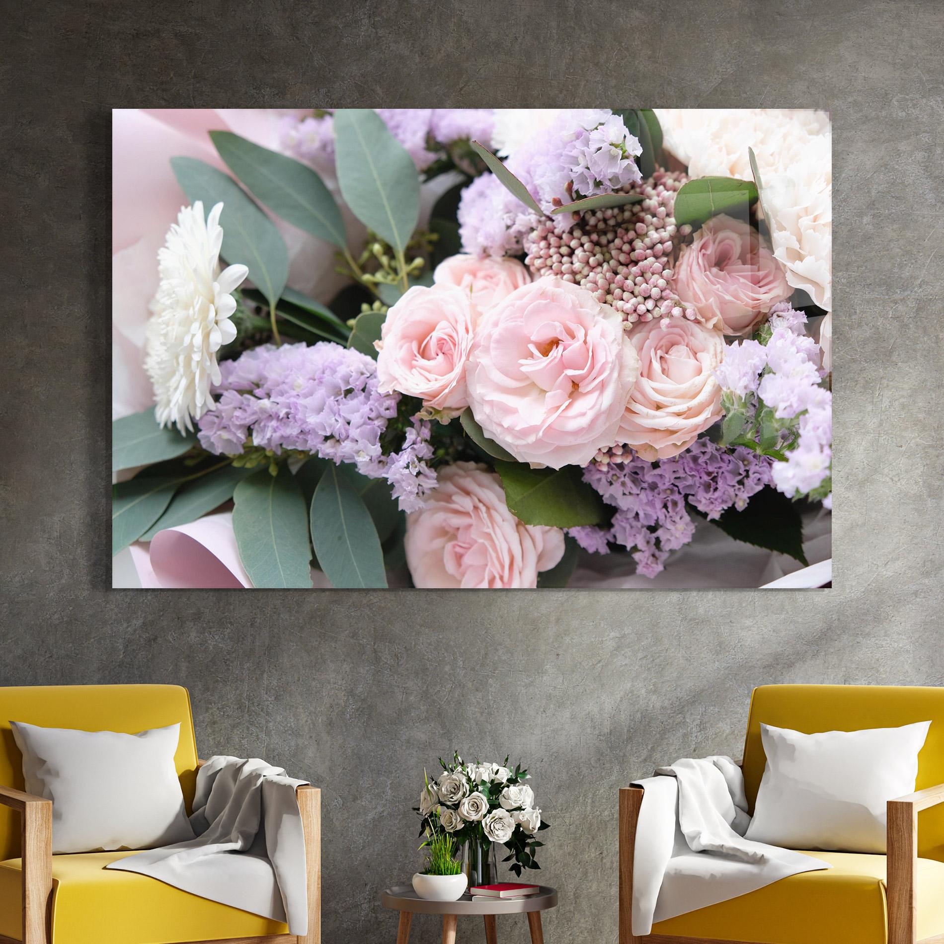 Tablou Sticla Beautiful Pink Roses mockup 4