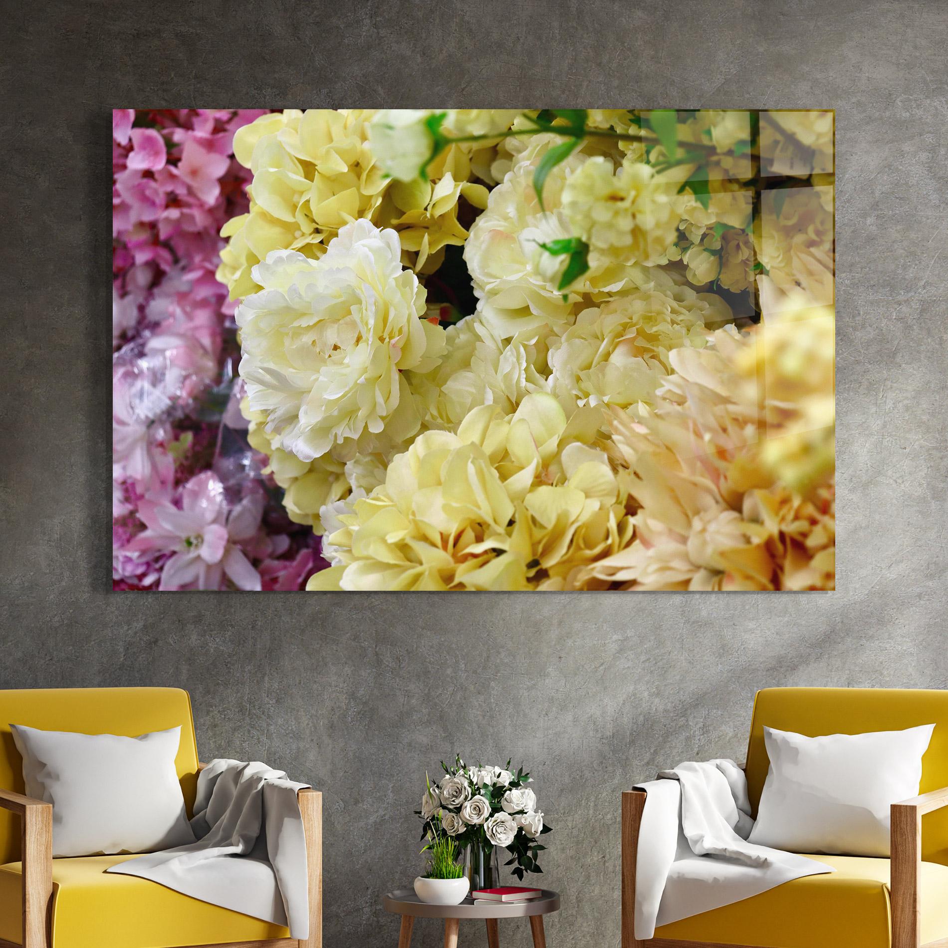 Tablou Sticla Beautiful Yellow Pastel mockup 4