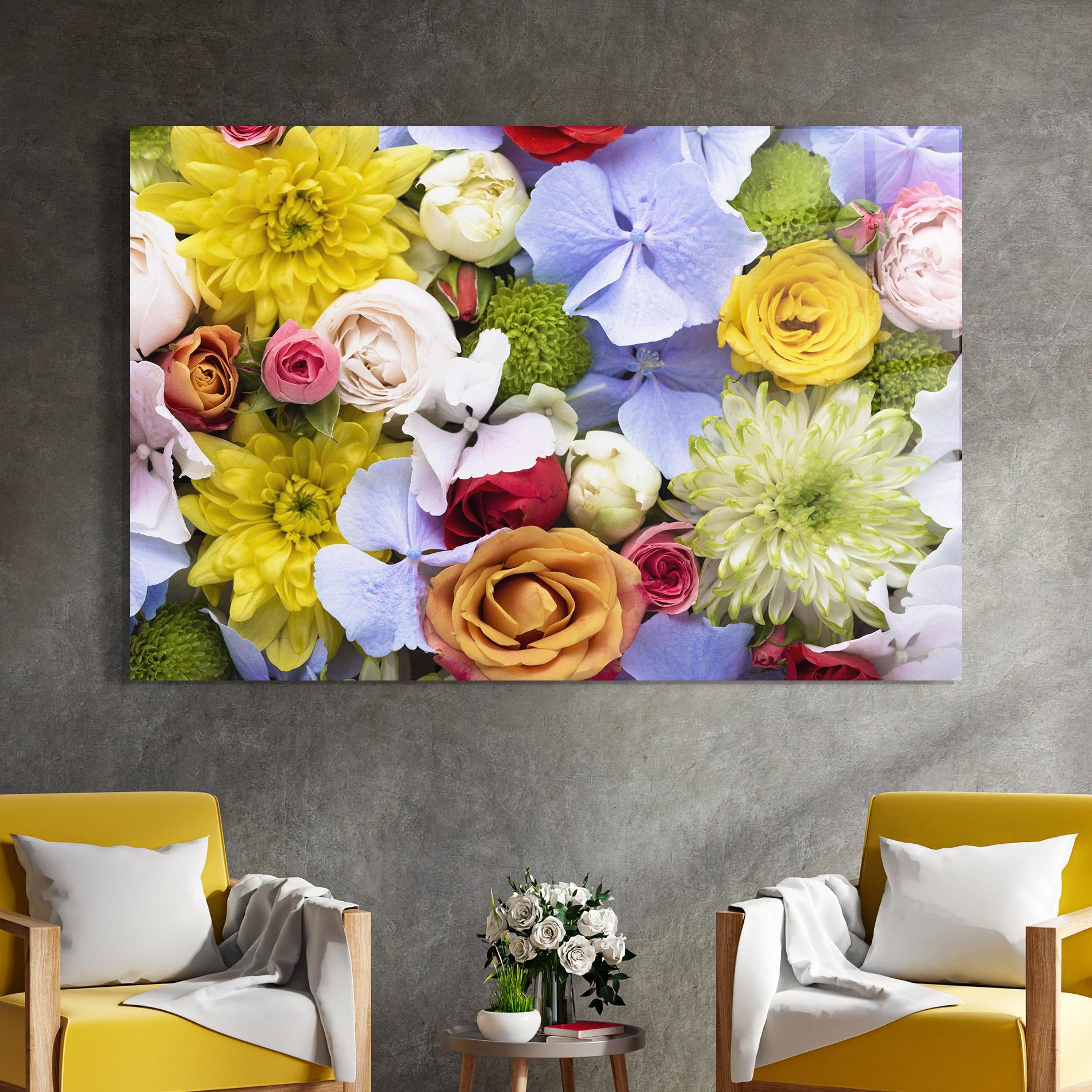 Tablou Sticla Color Mix Flower Bouquet mockup 4