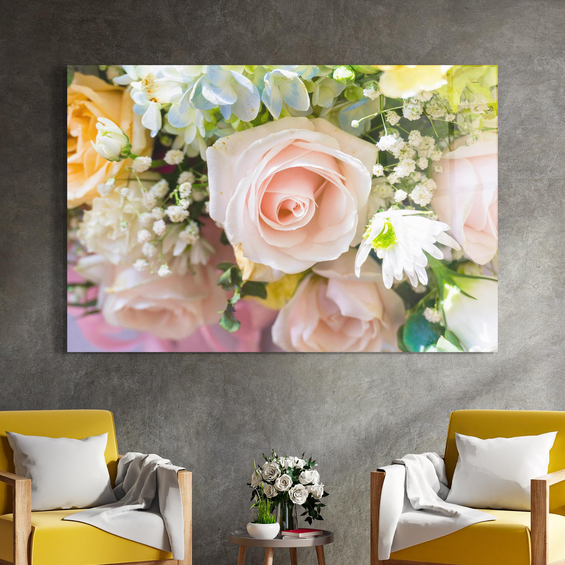 Tablou Sticla Light Pink Bouquet mockup 4