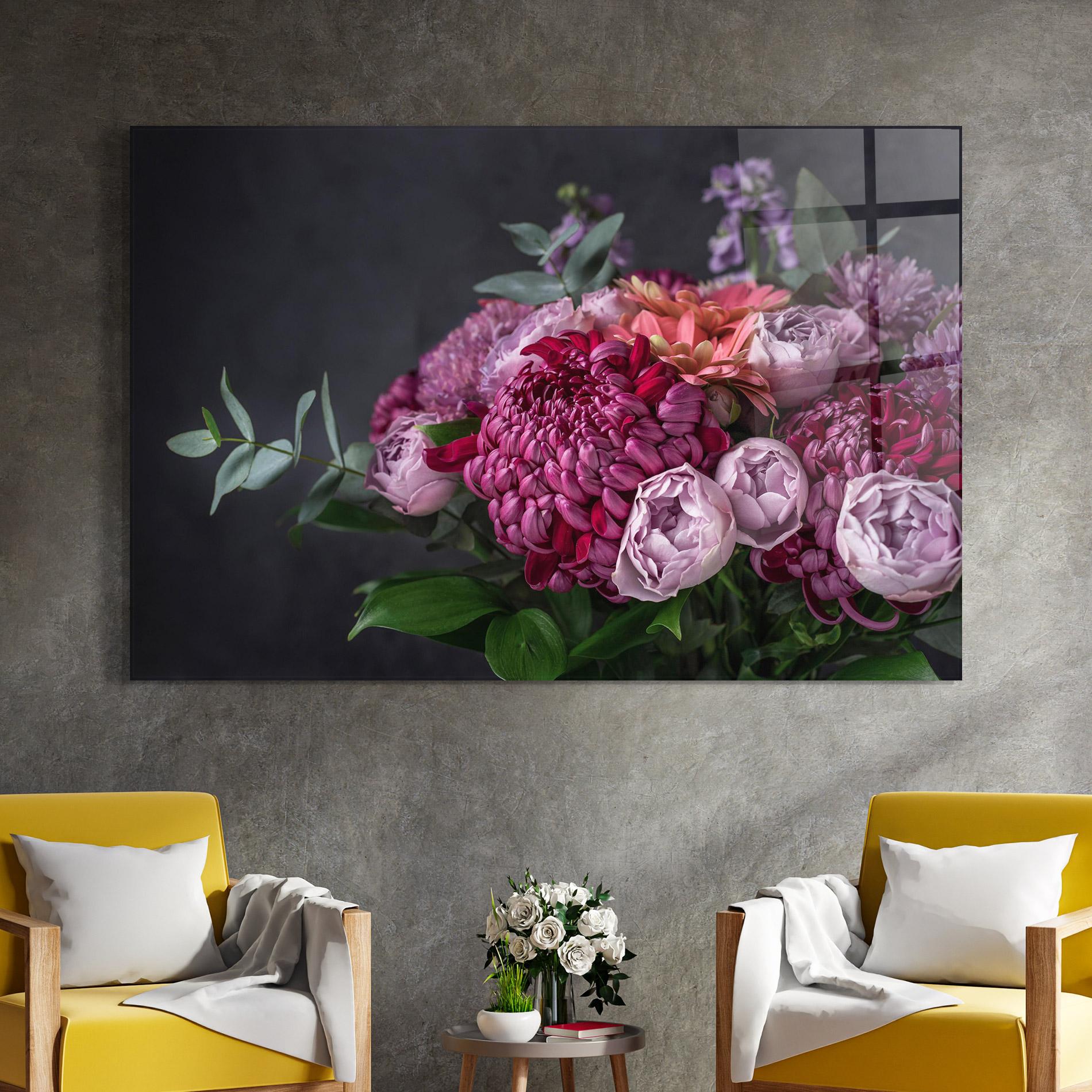 Tablou Sticla Mix Purple Bouquet mockup 4