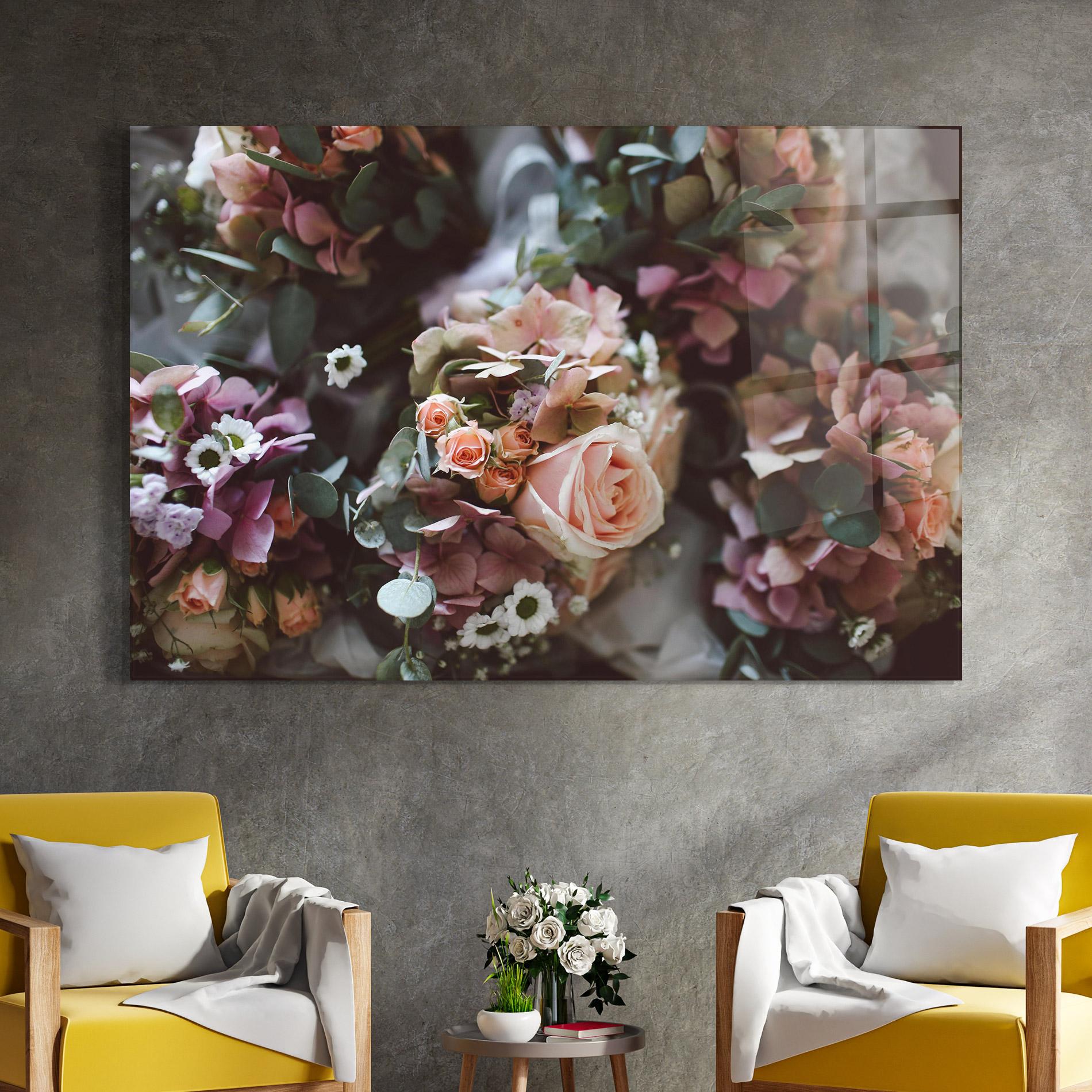 Tablou Sticla Pink Mix Bouquet mockup 4