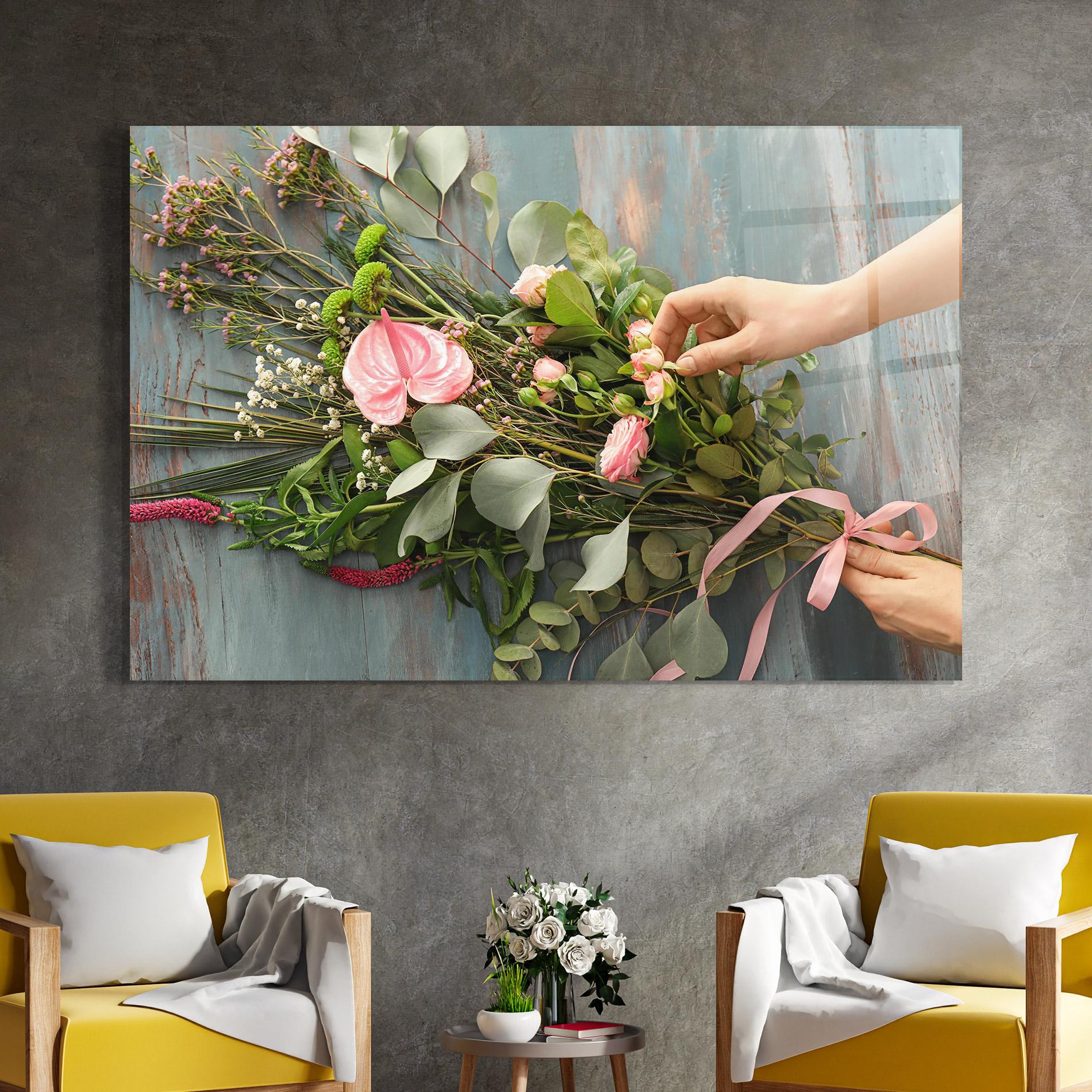 Tablou Sticla Preparing Bouquet mockup 4