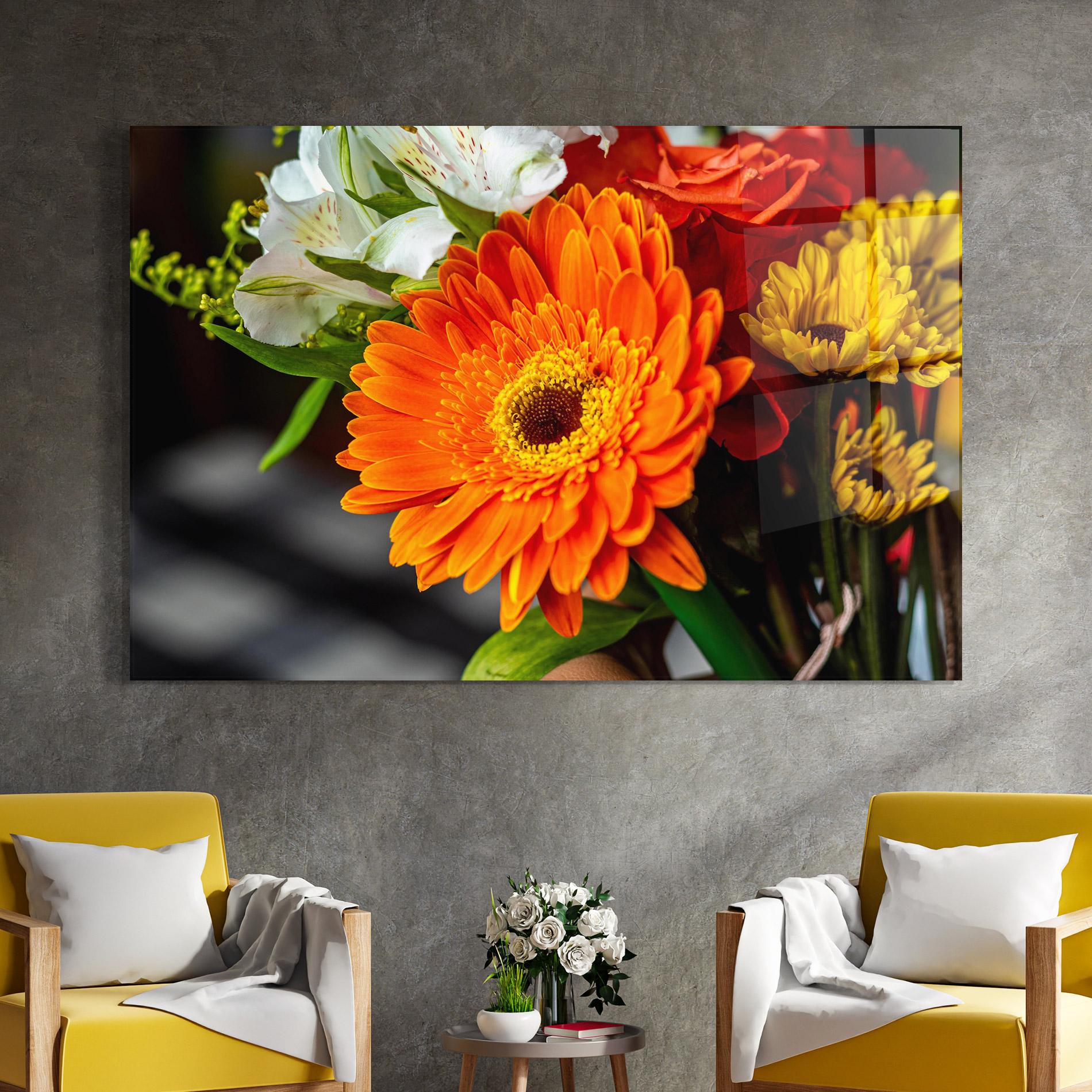 Tablou Sticla Strong Orange Bouquet mockup 4